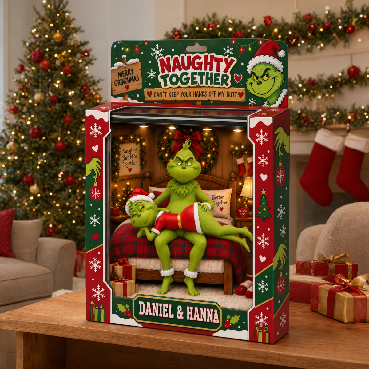 Custom Couple Christmas Box Plaque With Names, Personalized Romantic Holiday Display Gift for Couples and Loved Ones hn14092026