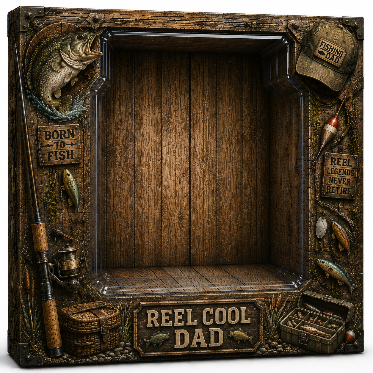 Custom Photo Fishing Plaque for Dad, Personalized Reel Cool Dad Wooden Plaque, Custom Father & Son Fishing Gift, Fishing Lover Gift for Dad, Birthday Father’s Day Keepsake