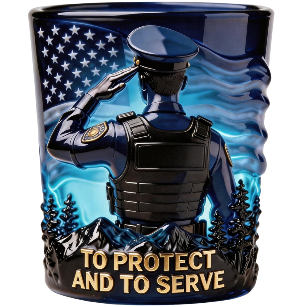 Personalized Police Officer Whiskey Glass – Custom Name “To Protect & Serve” Gift