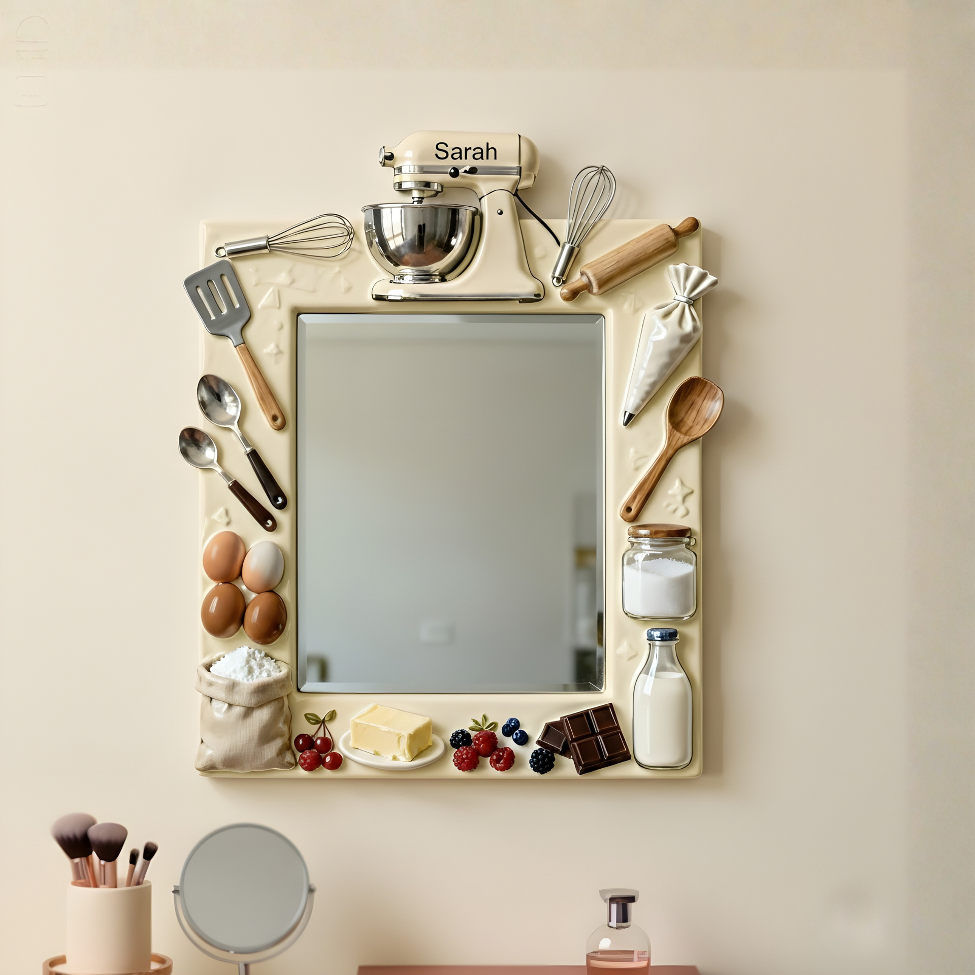 Personalized Fan Lover Sewing Gift – Custom Name Wall Mirror for Sewing Lovers