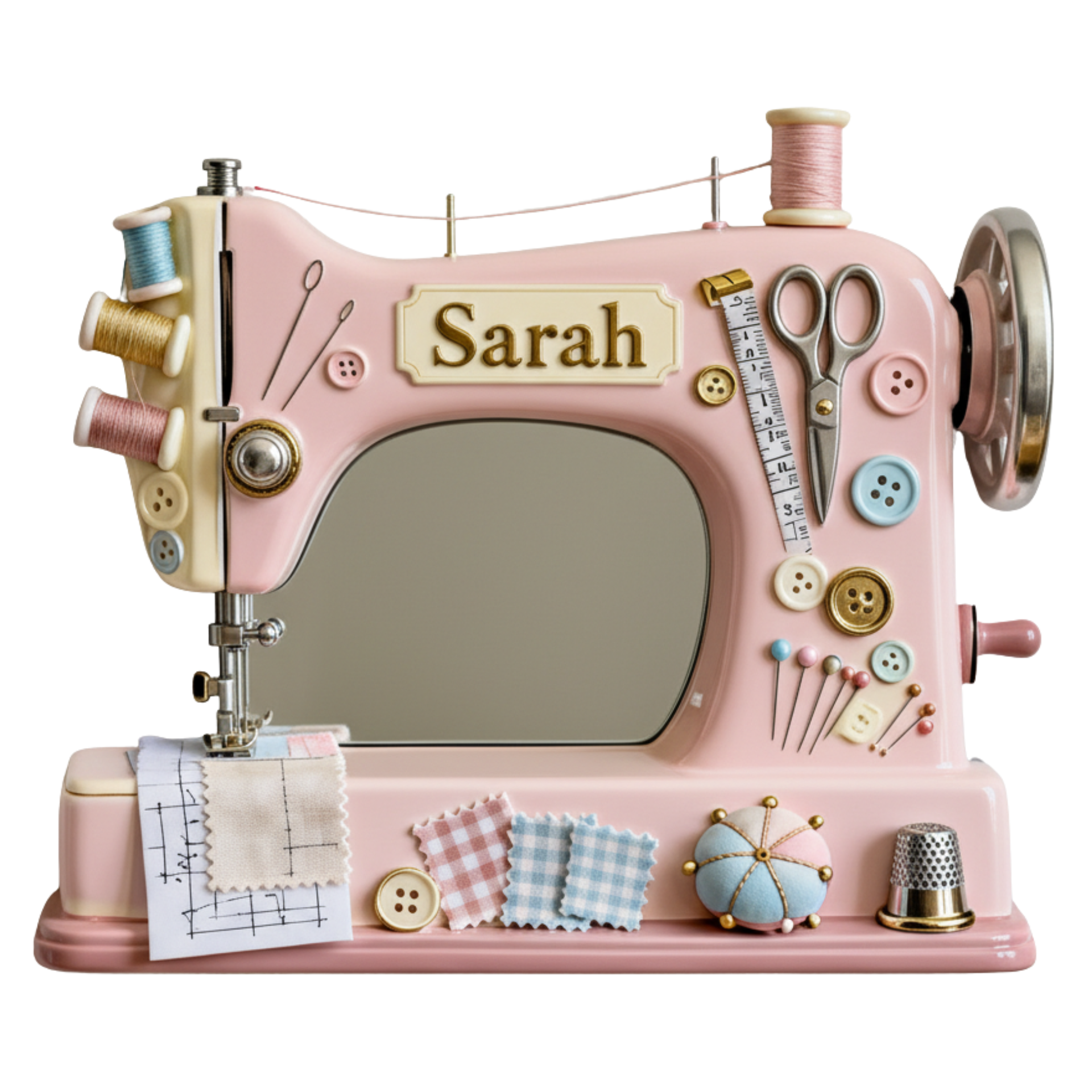 Personalized Fan Lover Sewing Gift – Custom Name Wall Mirror for Sewing Lovers