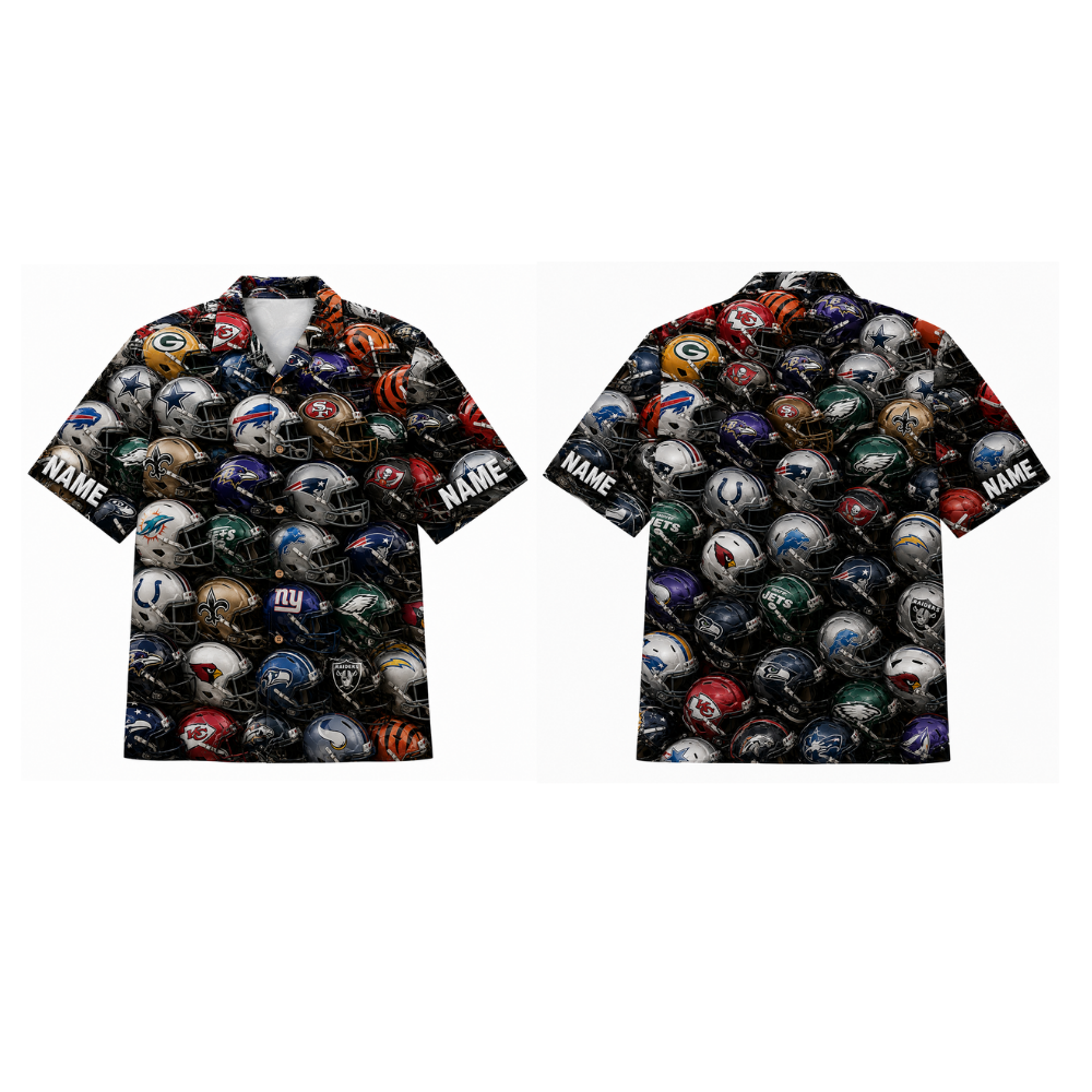 Custom Name Pro Gridiron Helmet Hawaiian Shirt - Personalized Football Tailgate Hawaiian Shirt