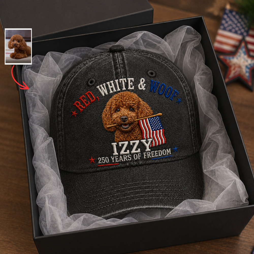 Custom Pet Lover Cap, Personalized Dog Dad Hat, 4th Of July Patriotic Cap, Custom Pet Photo Baseball Cap, USA Independence Day Gift