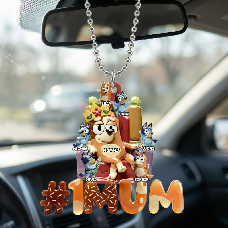 Custom #1 Mom Car Hanger – Personalized Mom & Kids Family Charm – Gift For Mom