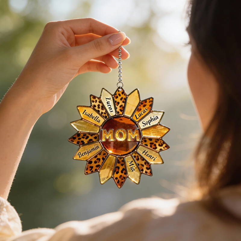 Personalized Sunflower Keychain, Car Hanger for Mom – Mother’s Day Gift