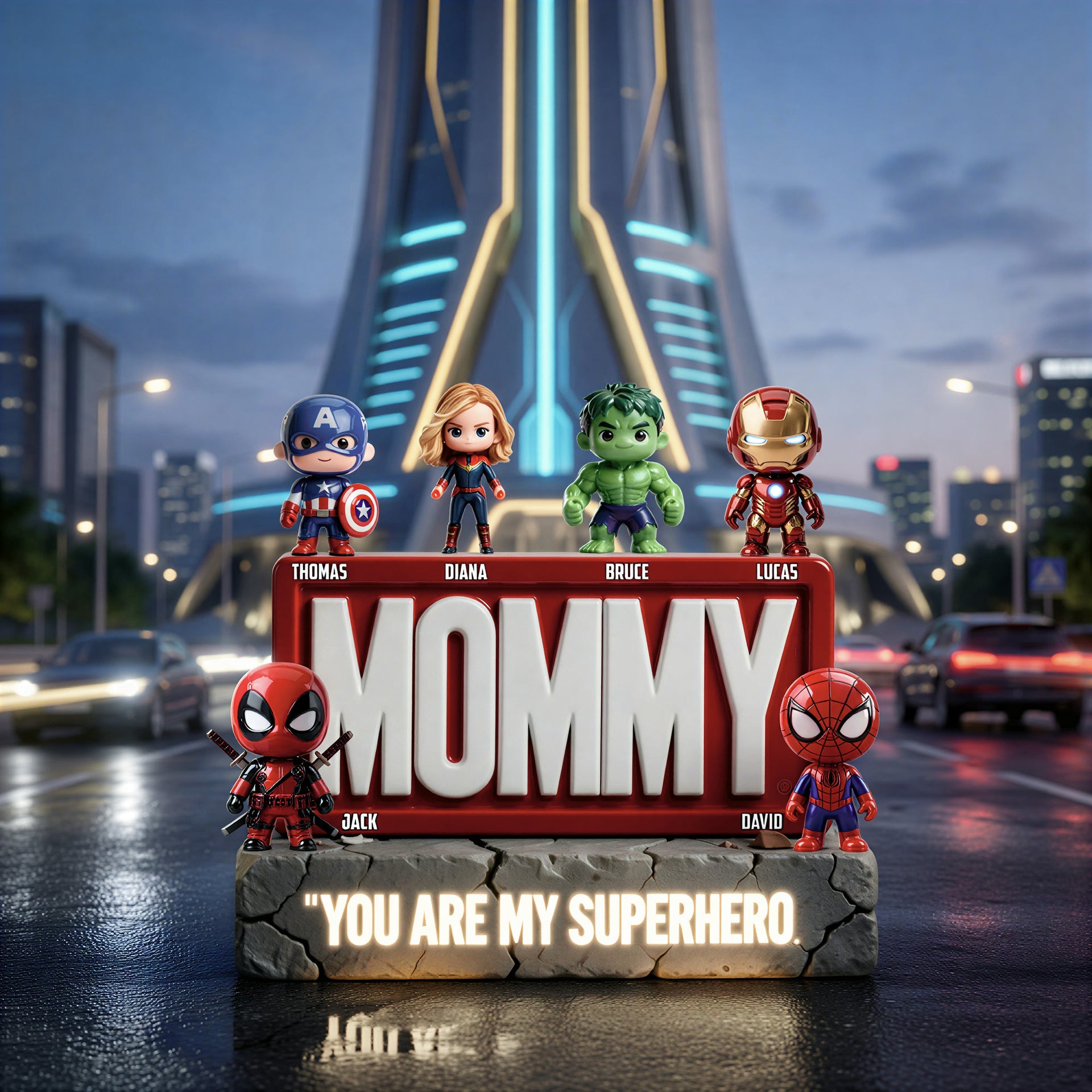 Personalized Superhero Mom Family Acrylic Plaque with Kids Names – Gift For Mom