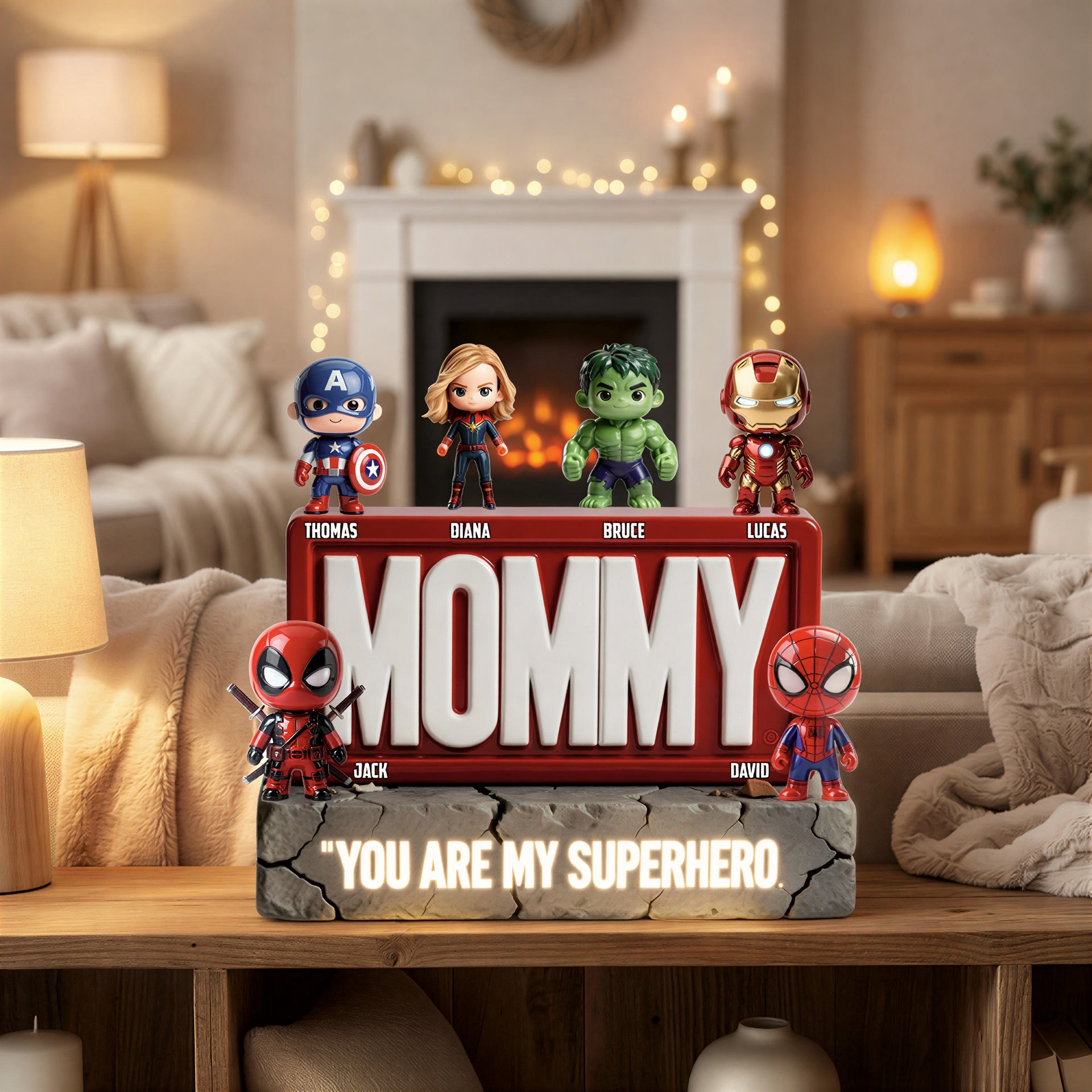 Personalized Superhero Mom Family Acrylic Plaque with Kids Names – Gift For Mom