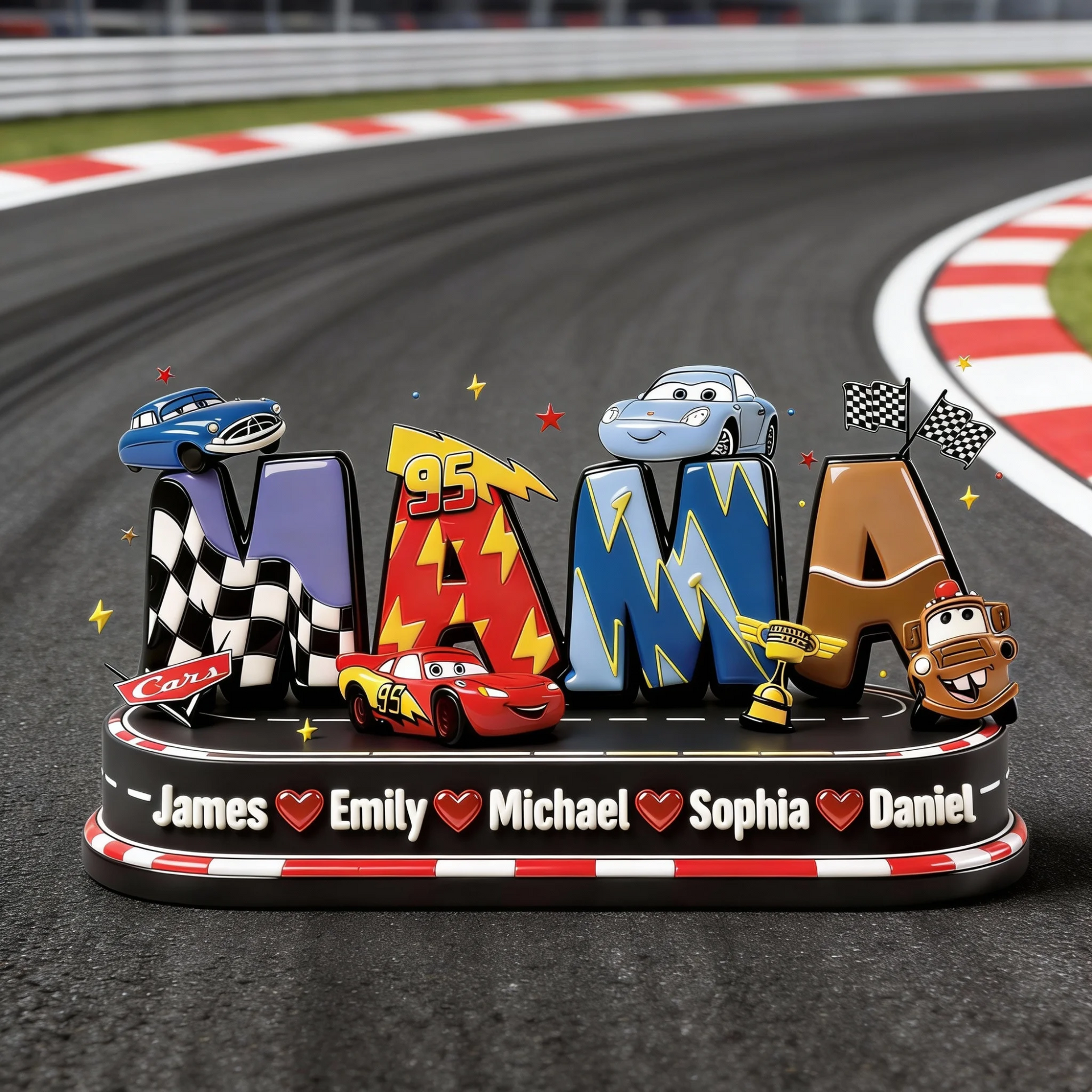 Personalized MAMA Racing Decor with Kids’ Names – Gift For Mom