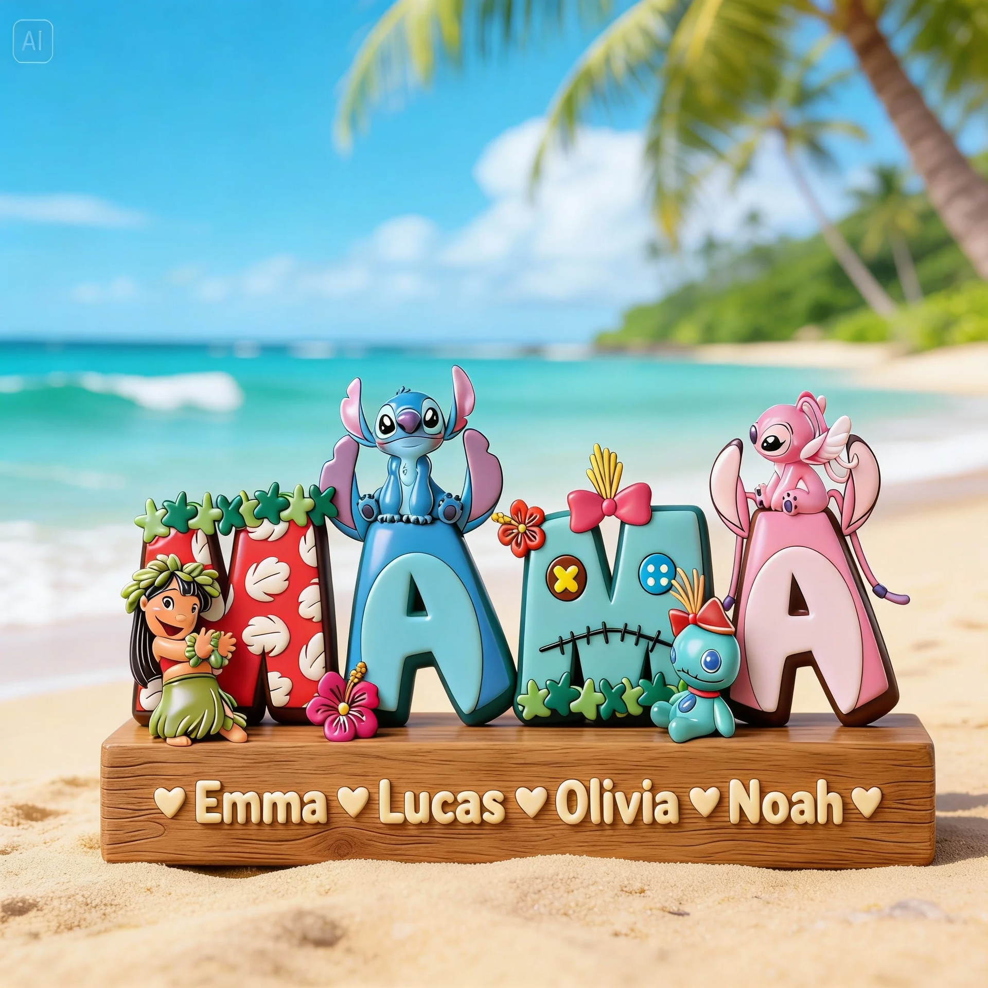 MAMA Acrylic Plaque Personalized with Family Names – Custom Decor | Gift For Mom