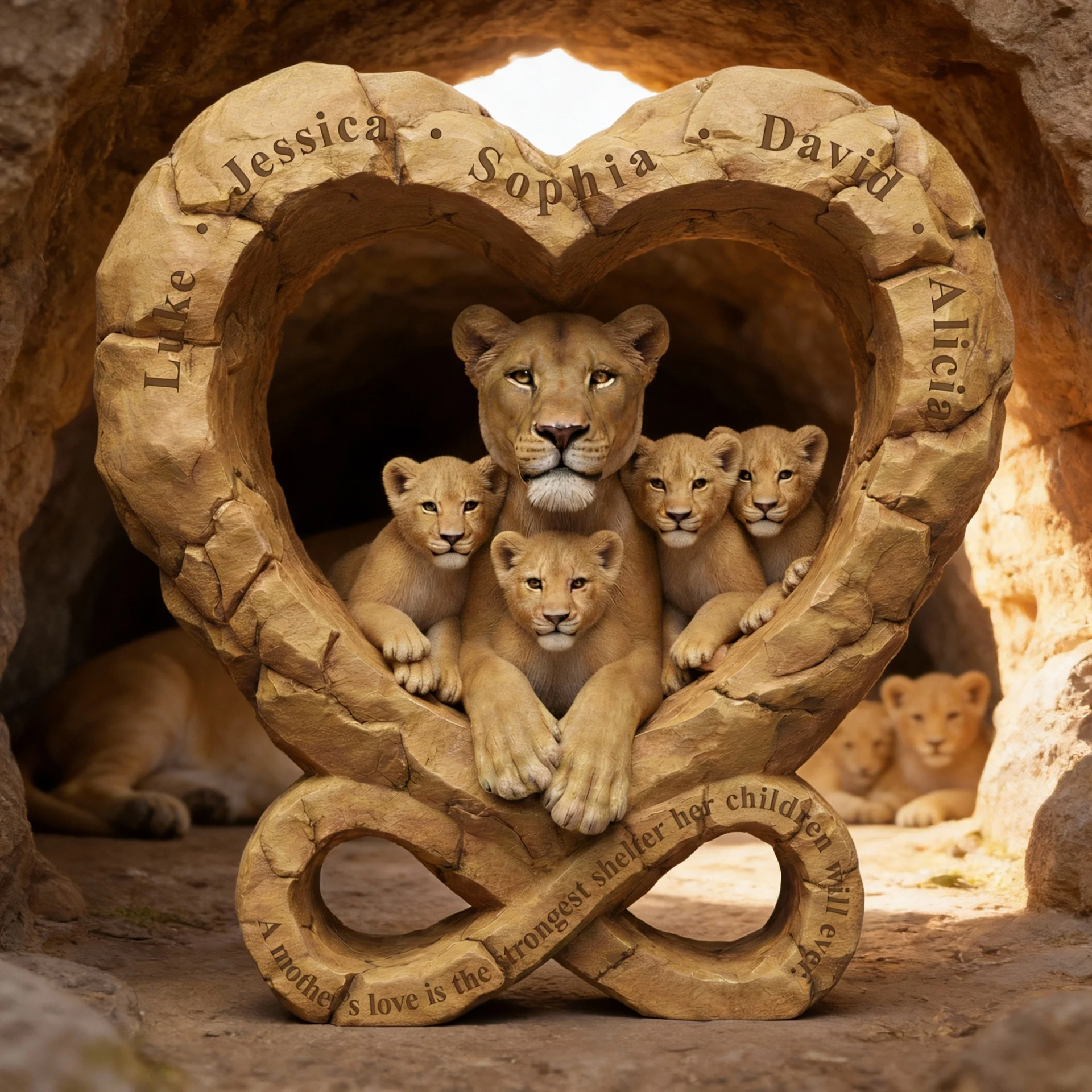 Custom Lion Family Gift for Mom – Personalized Names Mother’s Day Gift