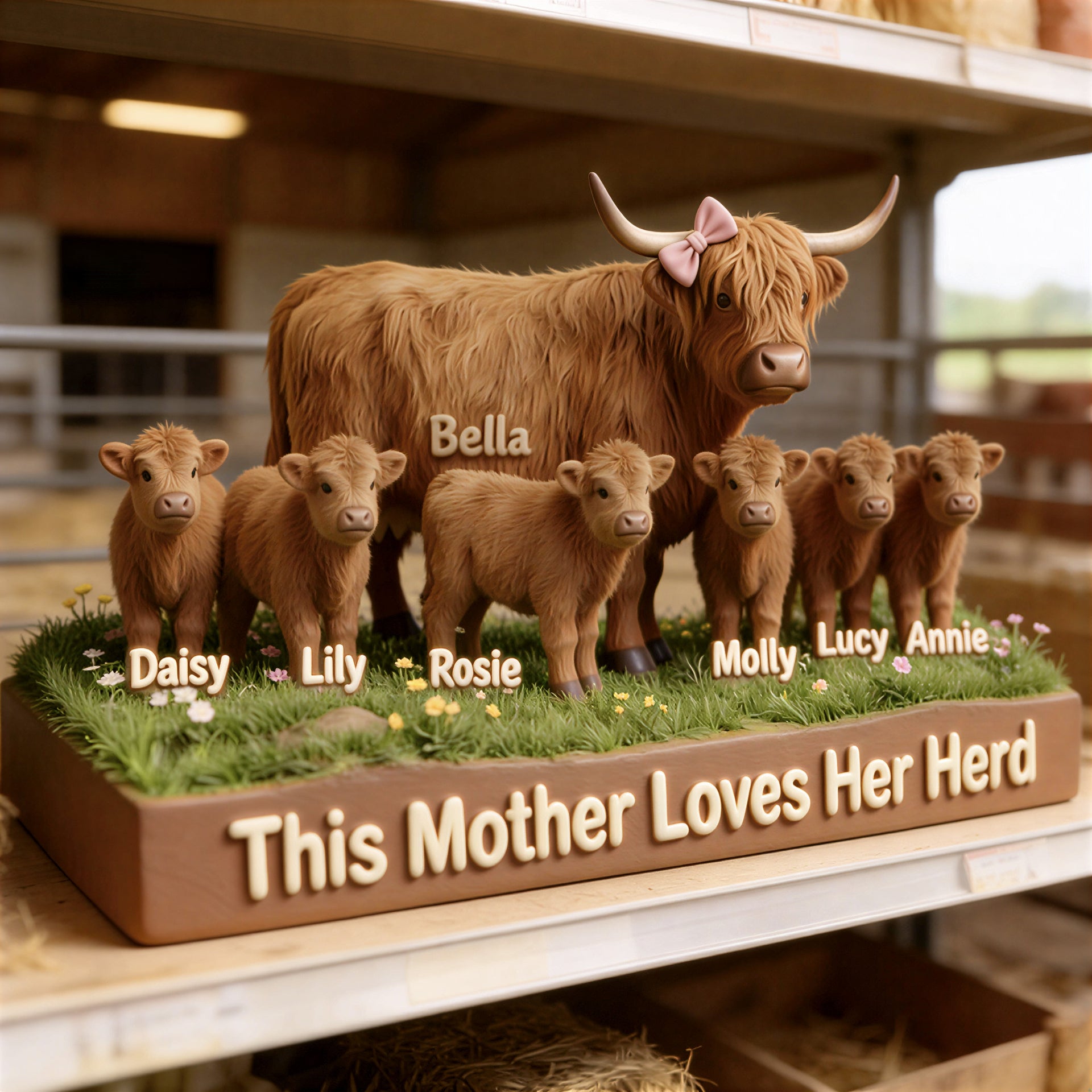 Personalized Cow Family Acrylic Plaque Mom Gift – Meaningful Mother’s Day Keepsake