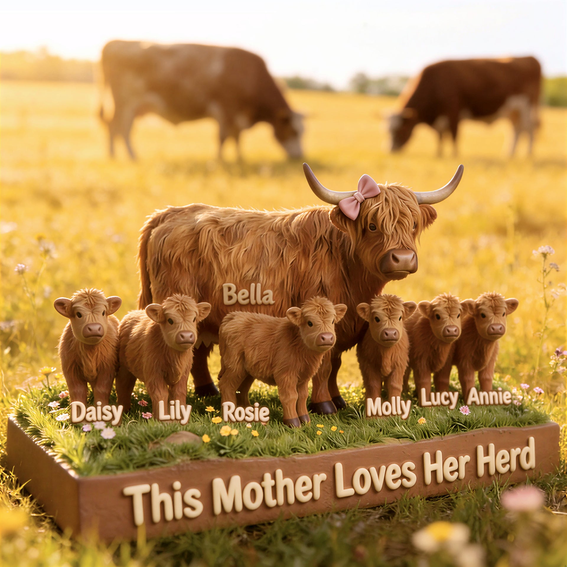 Personalized Cow Family Acrylic Plaque Mom Gift – Meaningful Mother’s Day Keepsake