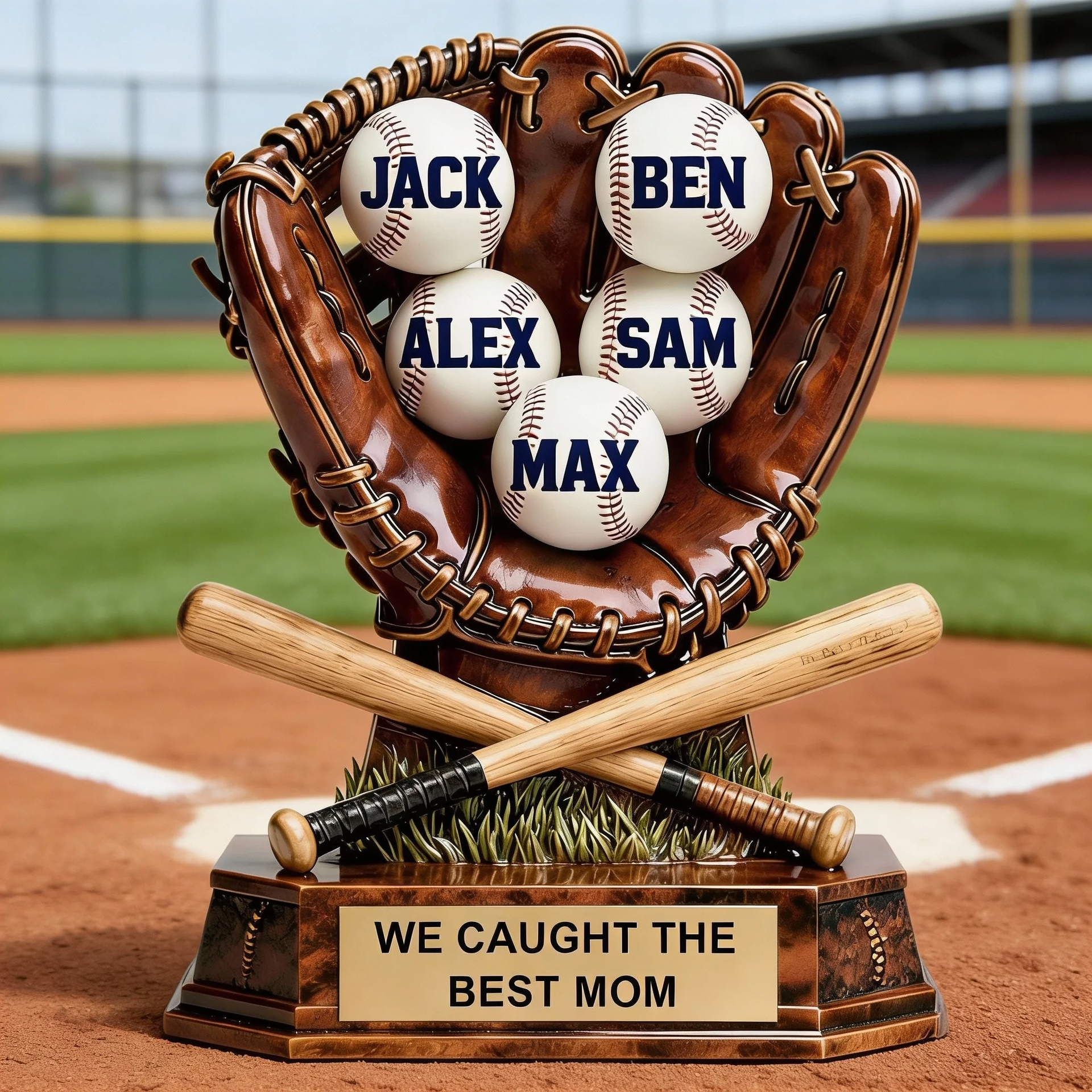 Personalized Baseball Mom Acrylic Plaque with Kids Names – Gift For Mom