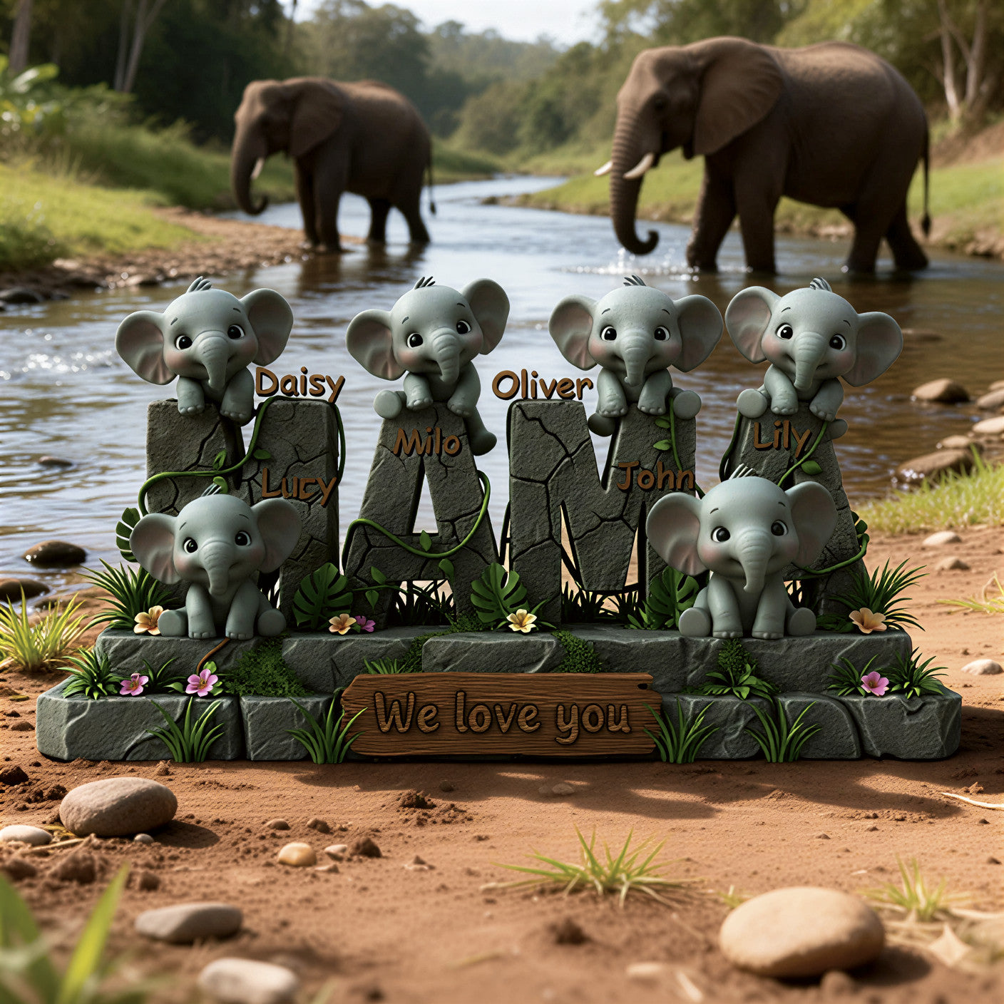 Personalized Elephant Family Mom Gift – Mother’s Day Keepsake