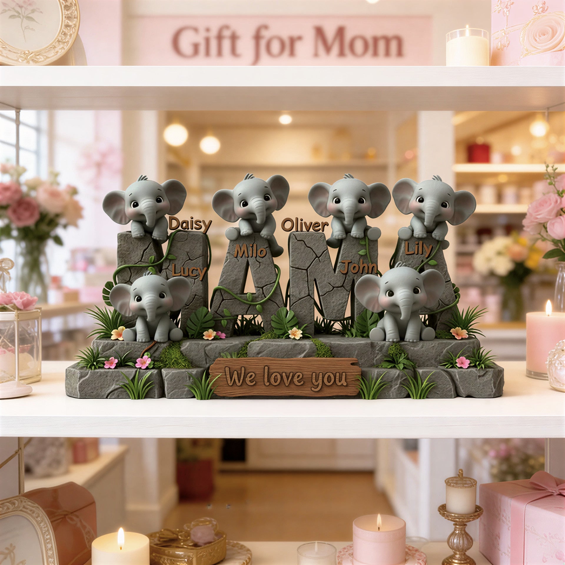 Personalized Elephant Family Mom Gift – Mother’s Day Keepsake