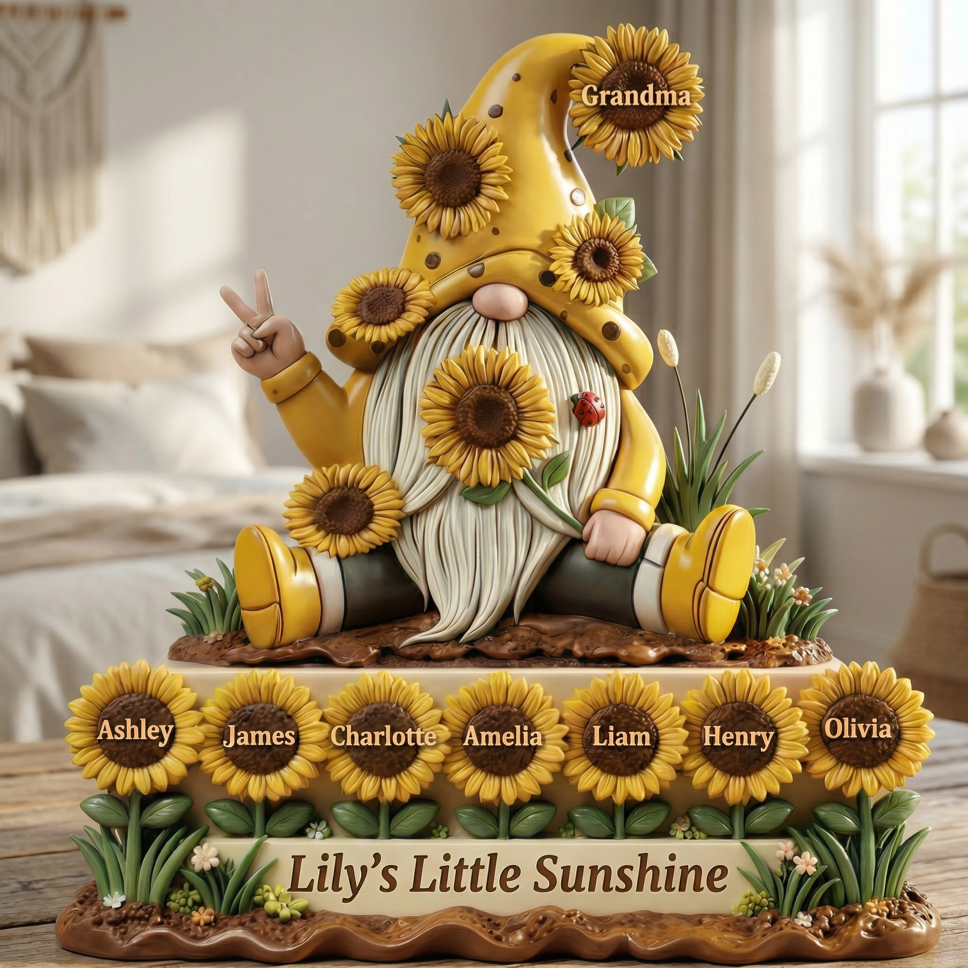 Personalized Grandma Sunflower Acrylic Plaque with Grandchildren Names Gift For Mom