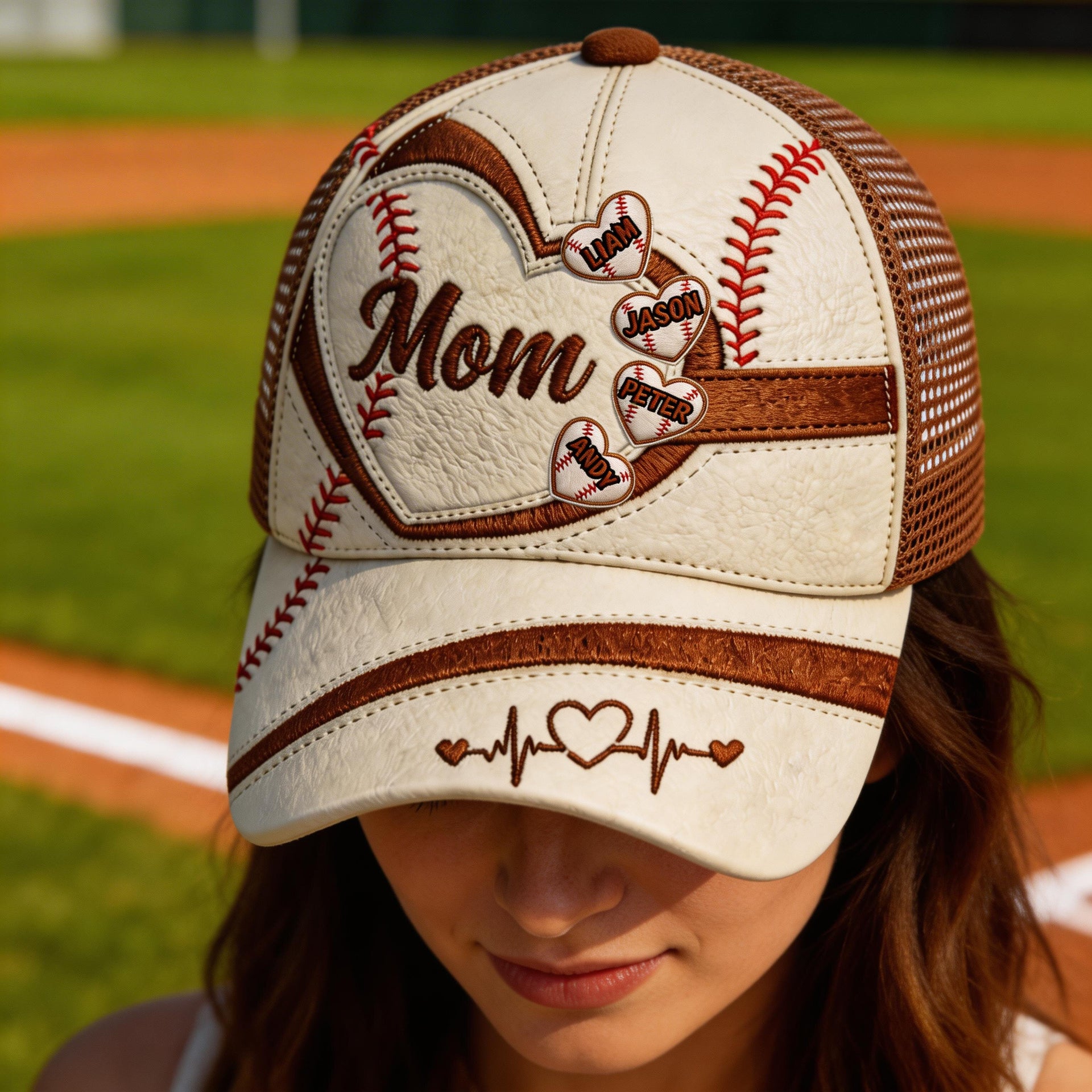 Personalized Mom Baseball Mesh Cap – Custom Name Gift for Mom, Baseball Mom Hat, Mother’s Day Gift from Kids, Sports Mom Cap
