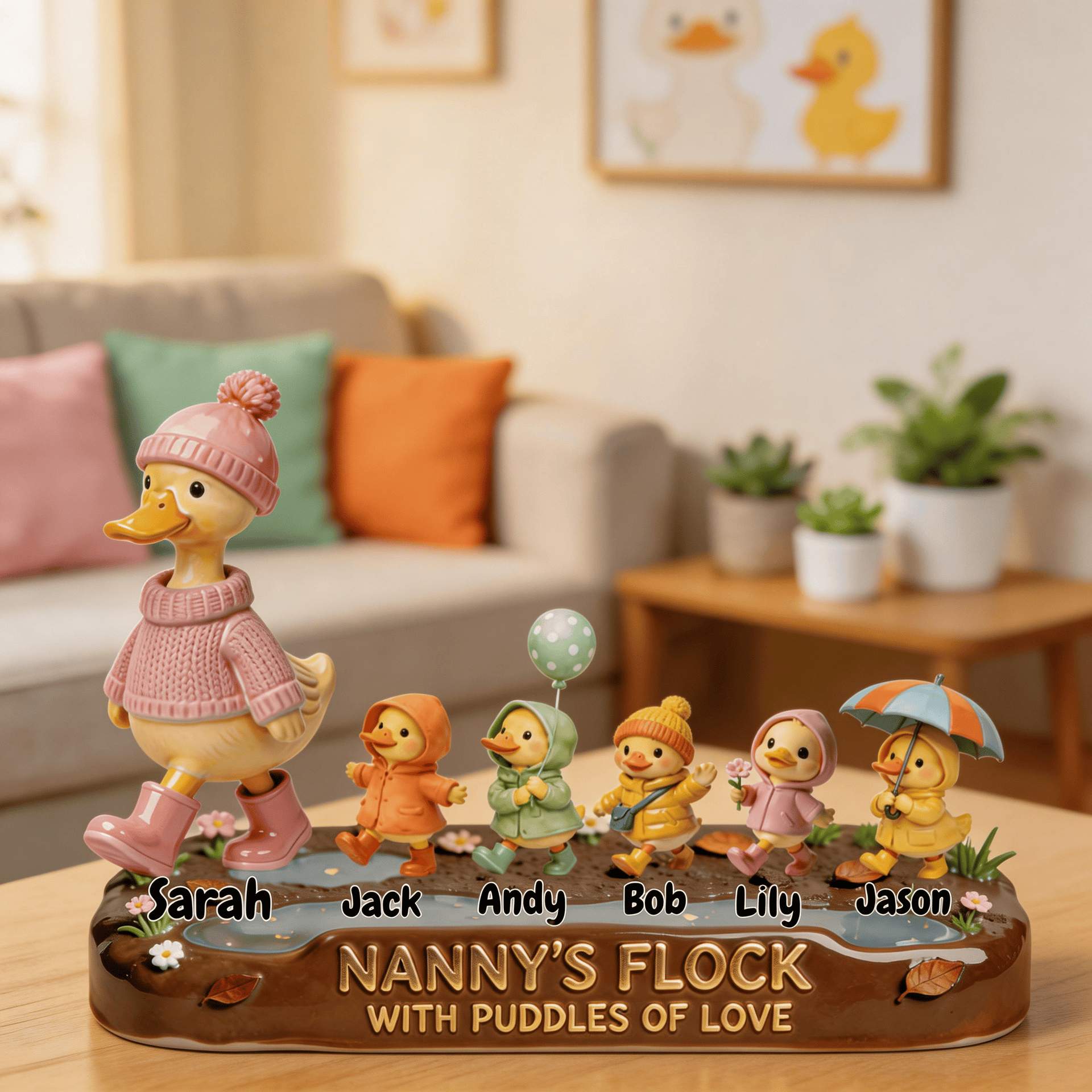 Personalized Nanny Plaque – Custom Grandma Gift from Grandkids, Nanny’s Flock Keepsake, Mother’s Day Gift for Grandma, Family Name Plaque