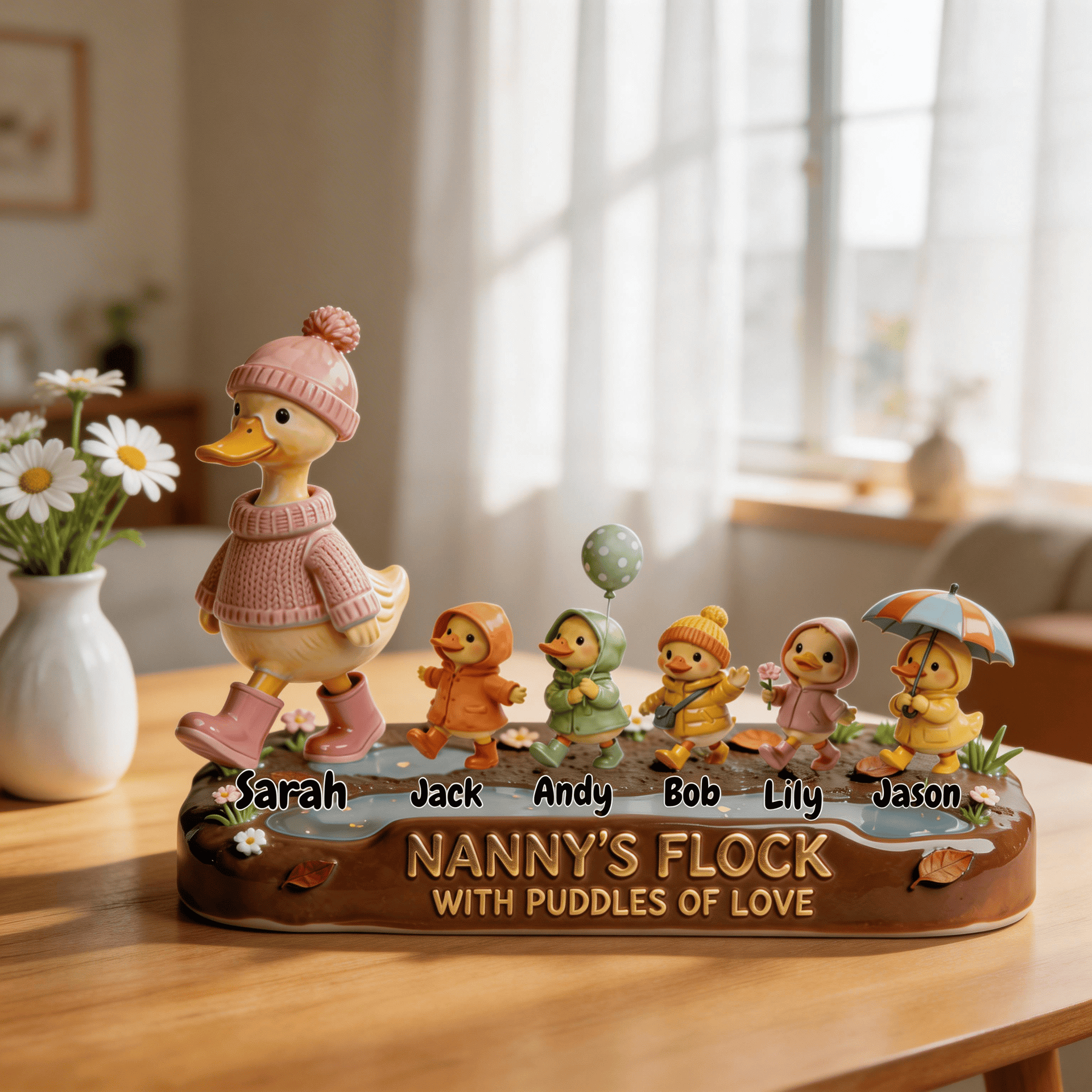 Personalized Nanny Plaque – Custom Grandma Gift from Grandkids, Nanny’s Flock Keepsake, Mother’s Day Gift for Grandma, Family Name Plaque