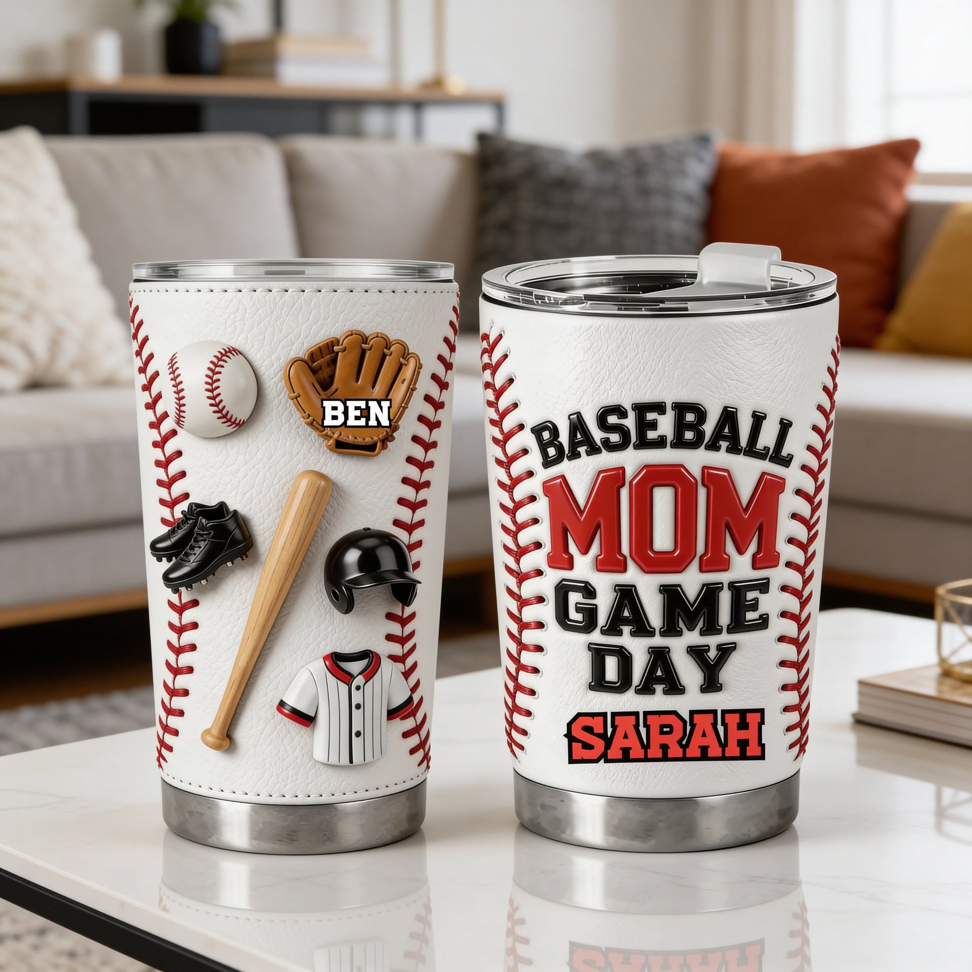Baseball Mom Tumbler 20oz – Game Day Baseball Mom Gift, Sports Mom Cup, Baseball Lover Gift for Mom, Insulated Travel Mug