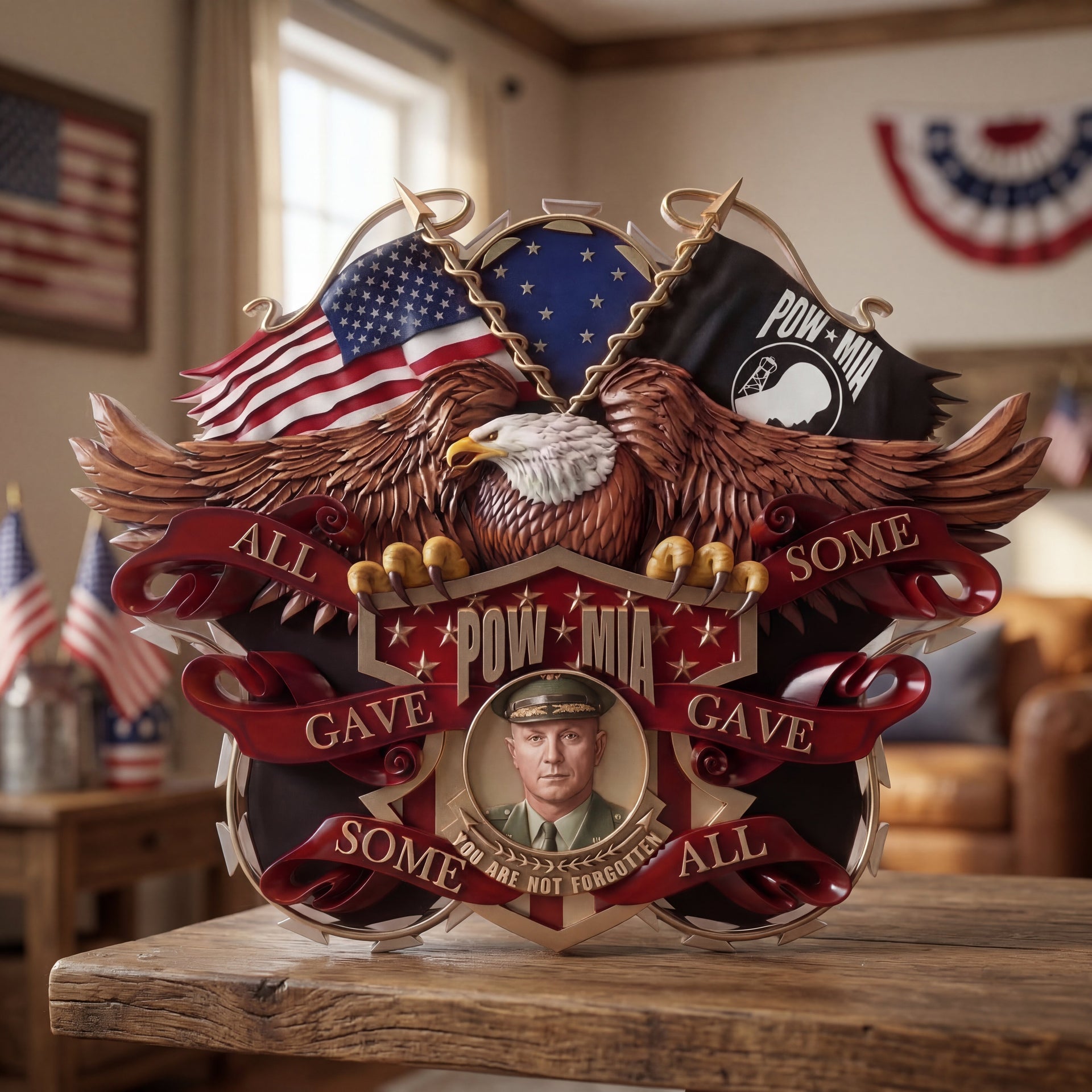 Custom Photo Military Memorial Plaque – POW MIA Veteran Tribute Gift,  Gift for Veteran Family