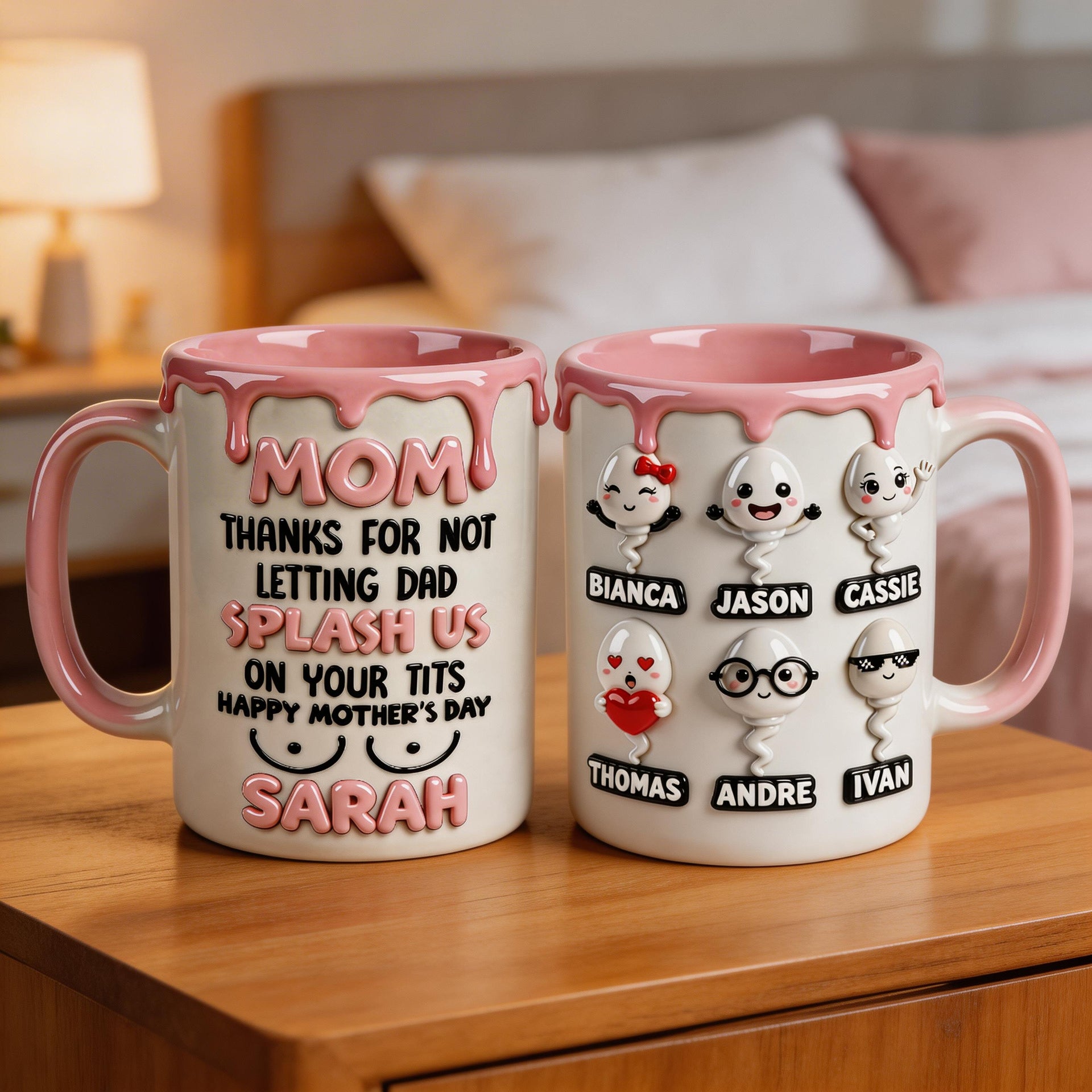 Funny Mom Mug Personalized – Mom Thanks For Not Letting Dad Splash Us Mug, Adult Humor Mother’s Day Gift, Custom Mom Coffee Cup