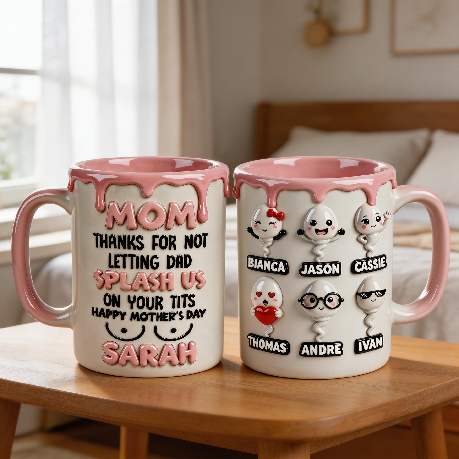 Funny Mom Mug Personalized – Mom Thanks For Not Letting Dad Splash Us Mug, Adult Humor Mother’s Day Gift, Custom Mom Coffee Cup