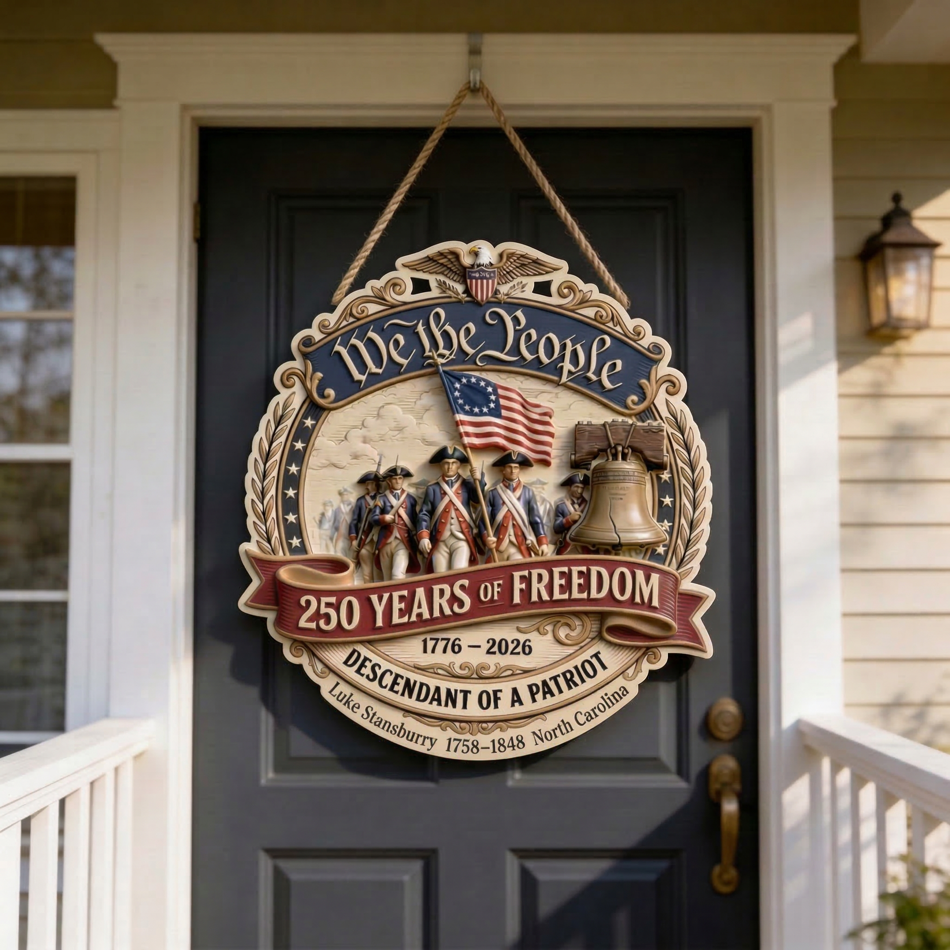 USA 250th Anniversary Wood Sign – We The People Patriotic Door Sign, 1776–2026 American Independence Decor, Custom Family Sign