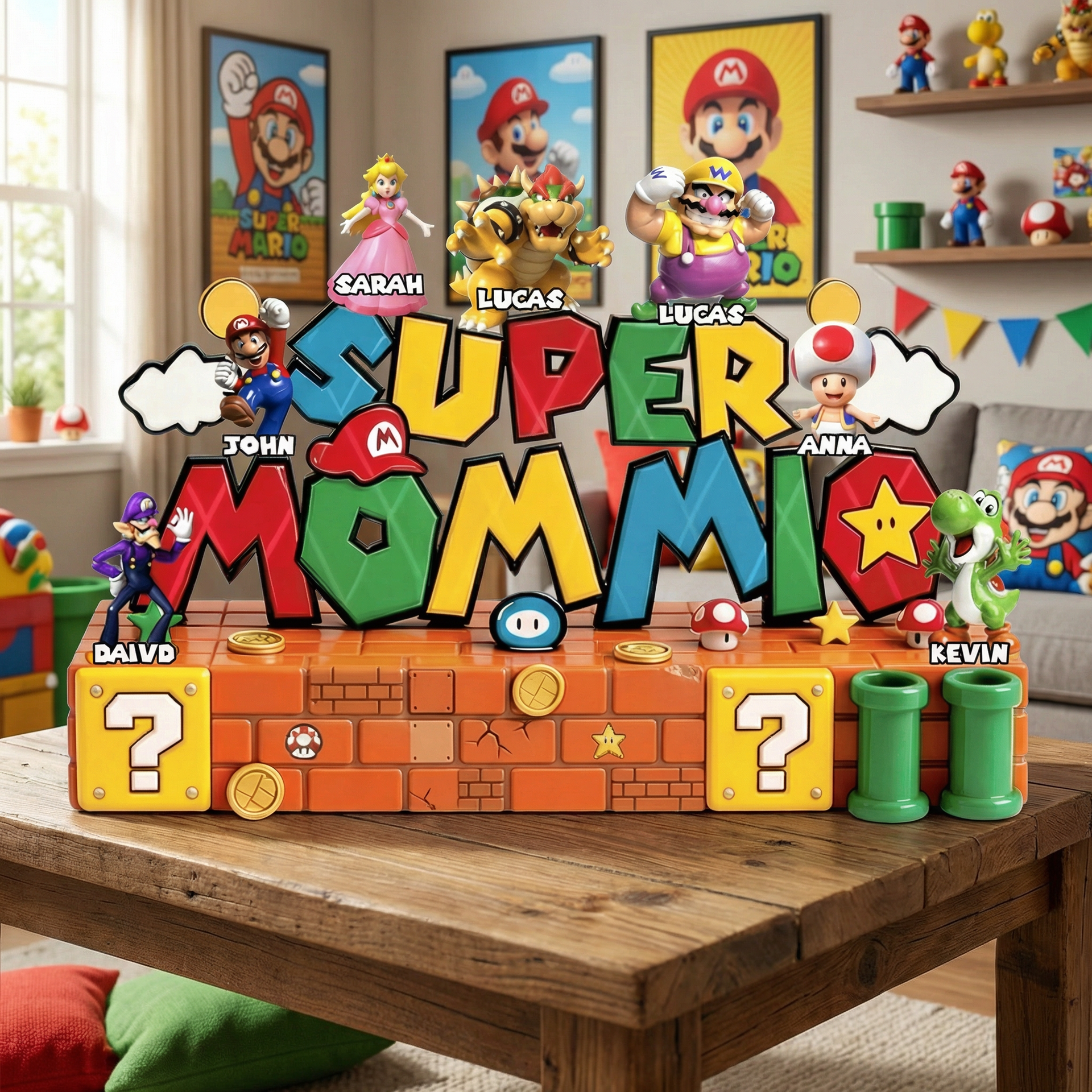 Super Mommio Acrylic Plaque – Personalized Family Names – Gift For Mom, Mother’s Day Keepsake