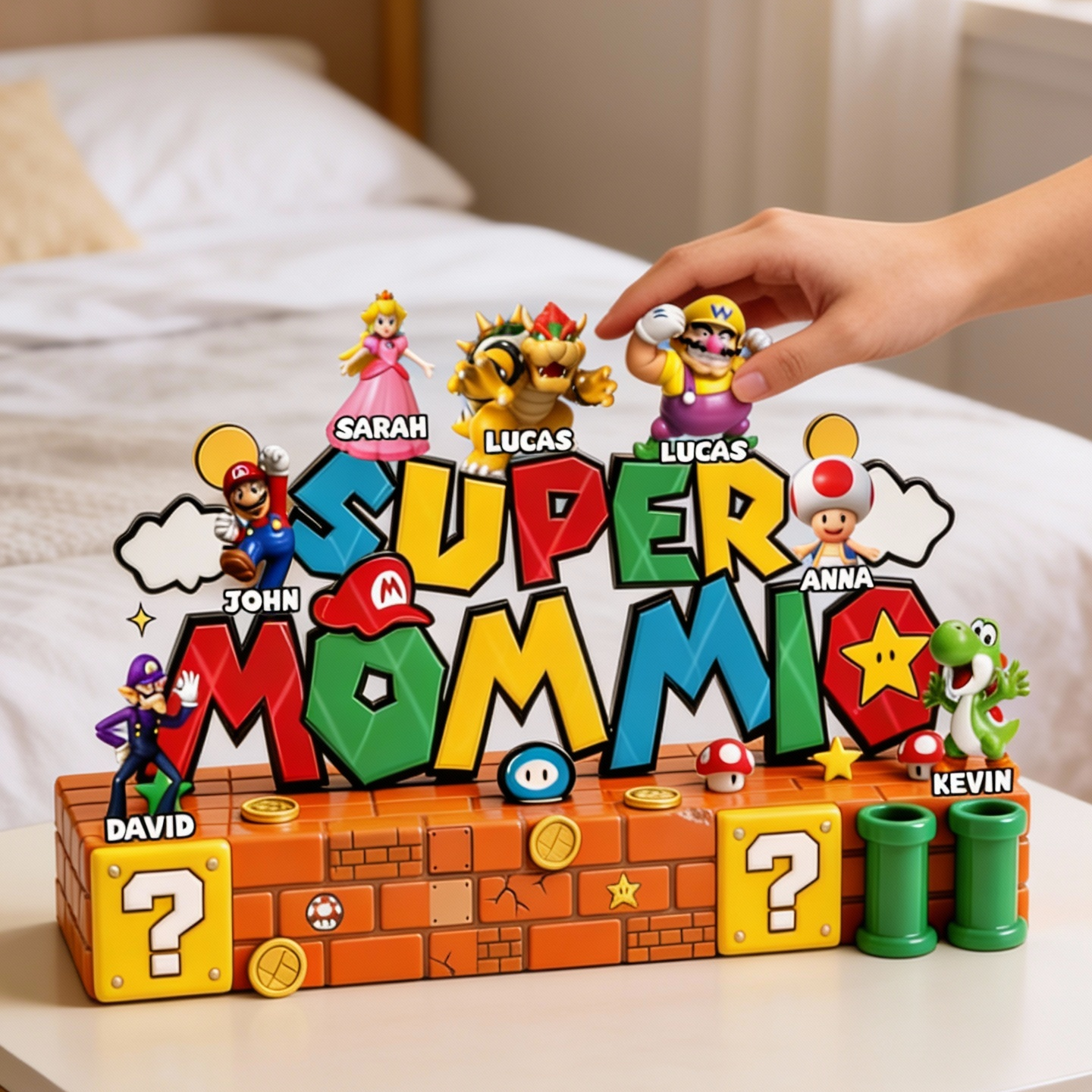 Super Mommio Acrylic Plaque – Personalized Family Names – Gift For Mom, Mother’s Day Keepsake