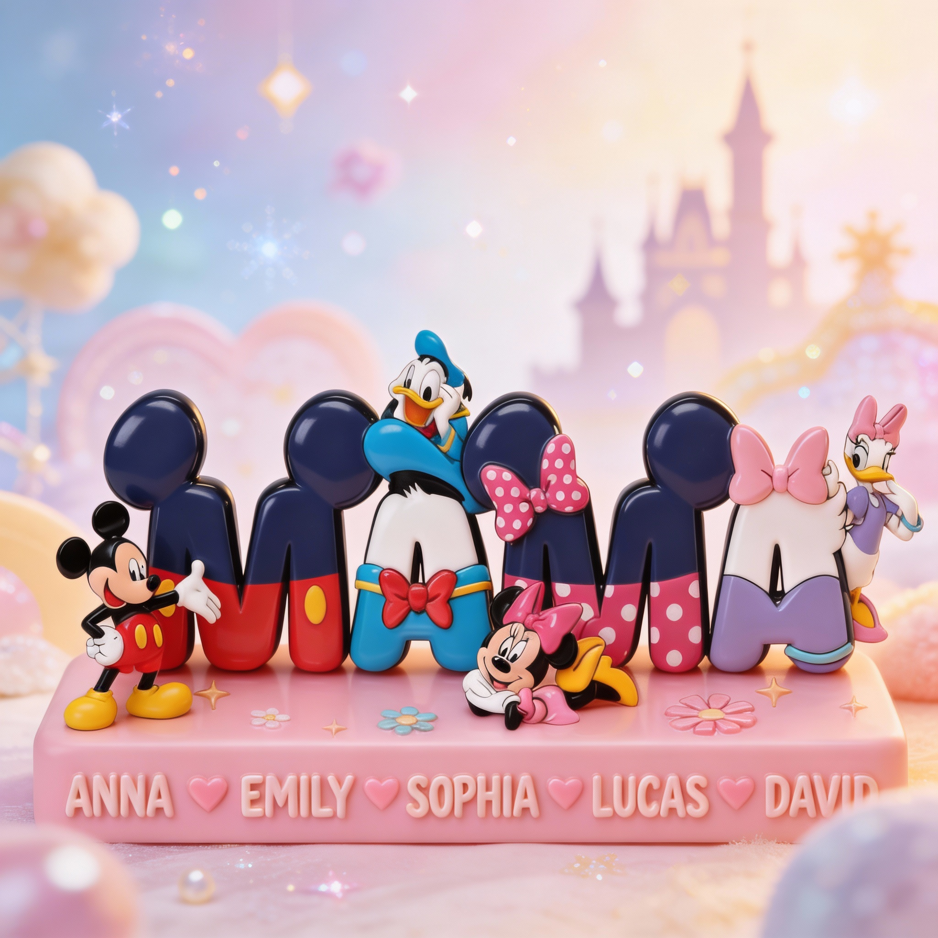 Personalized Acrylic Plaque with Kids’ Names – Cute Cartoon Family Display, Gift For Mom
