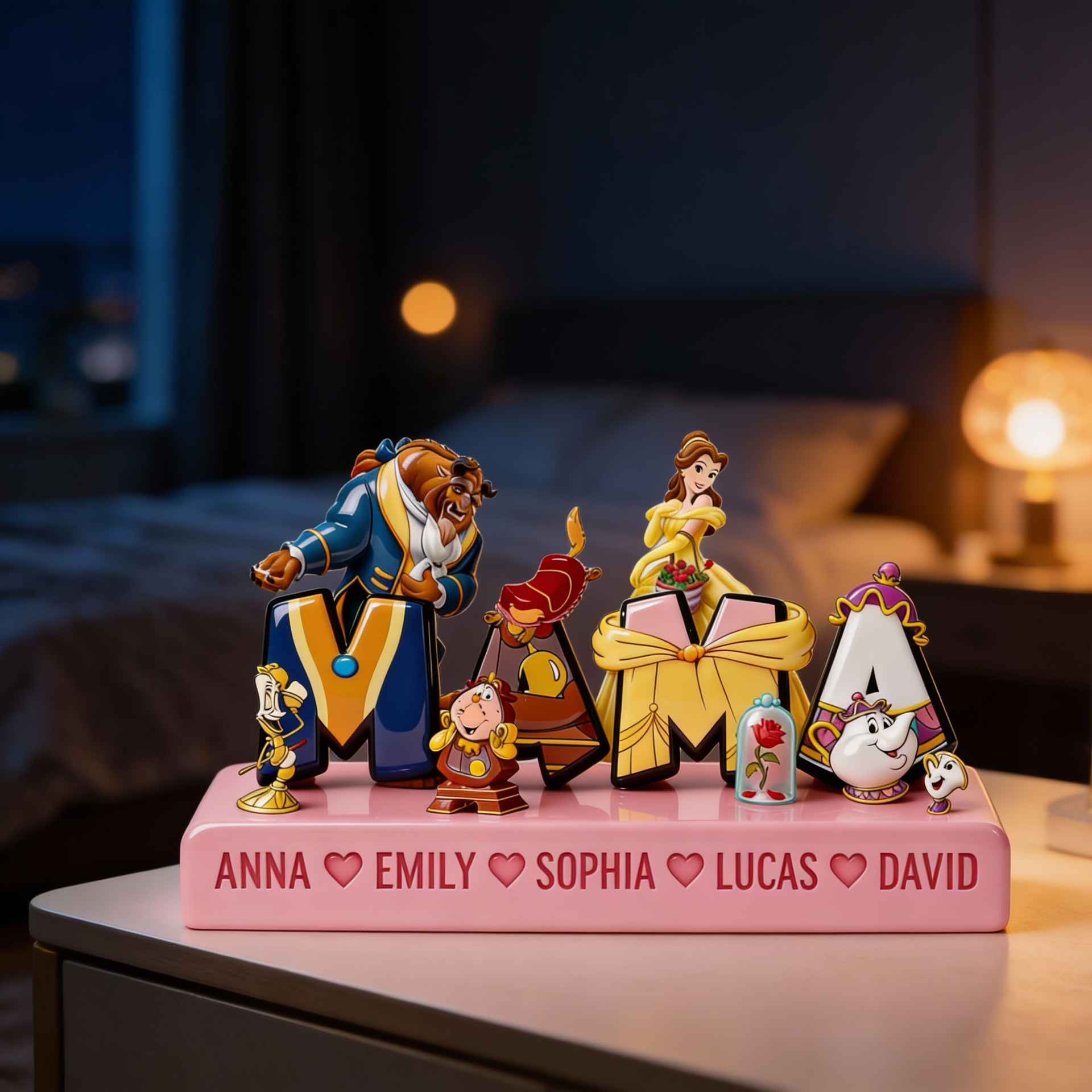 Custom Family Acrylic Plaque with Children Names – Cute Cartoon Keepsake, Gift For Mom
