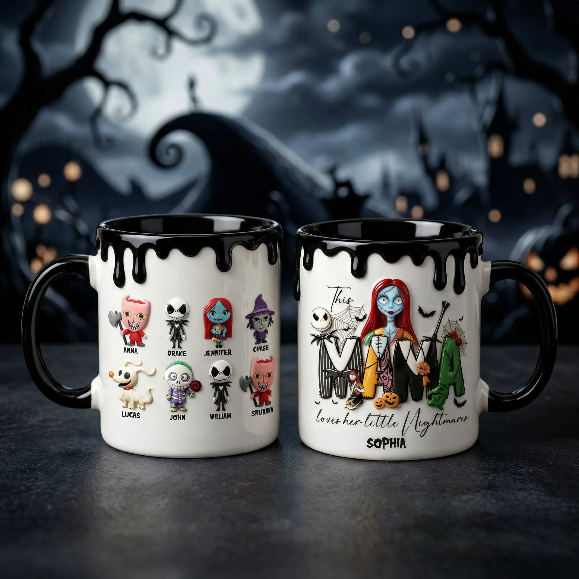 Personalized Nightmare Mom Mug with Children Names – Halloween Coffee Mug – Gift For Mom