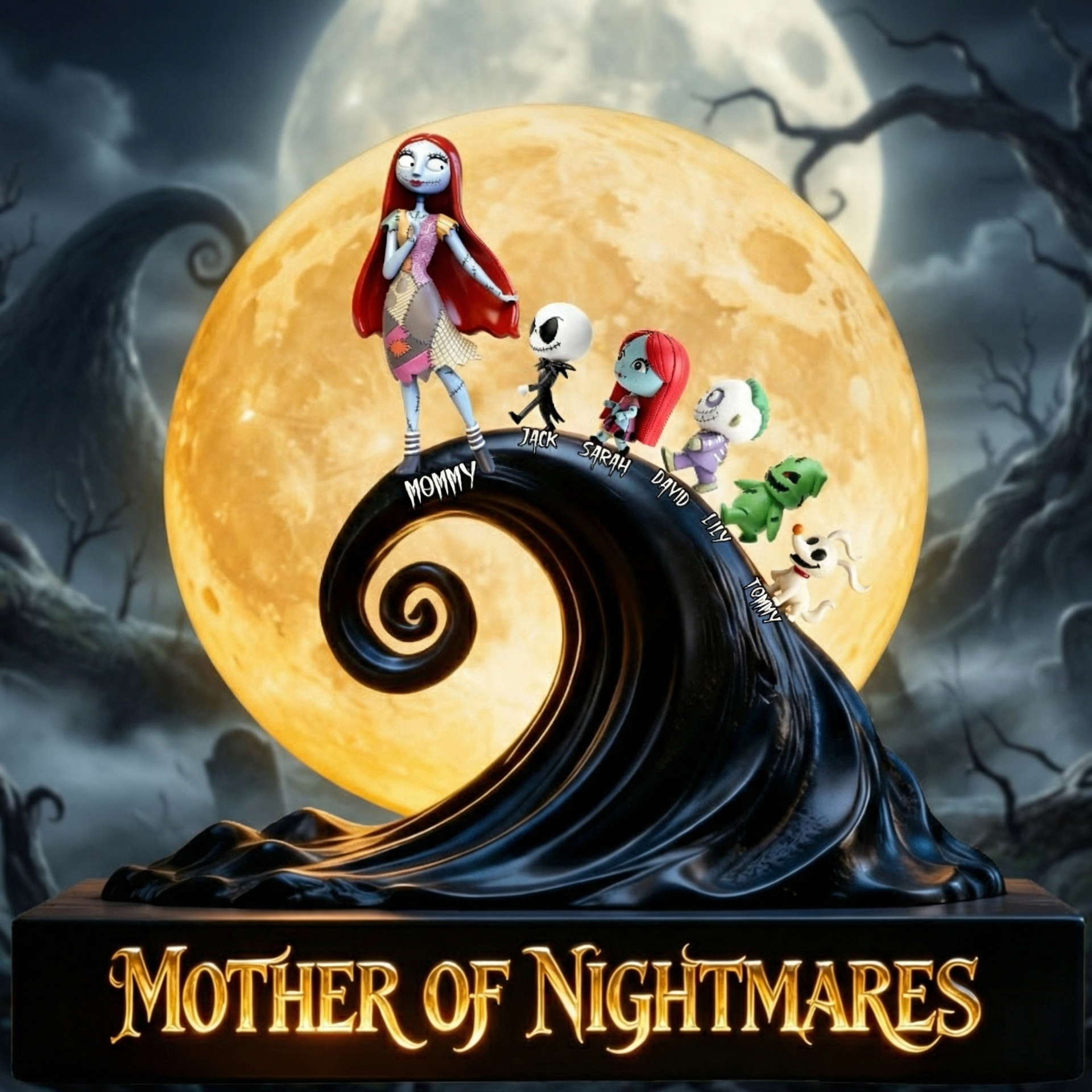 Personalized Spooky Moon Family Acrylic Plaque – Mom of Little Nightmares Gift For Mom
