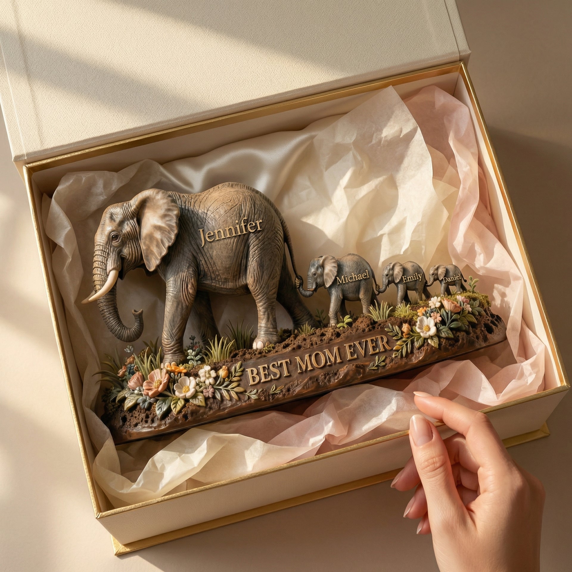 Custom Elephant Family Plaque Personalized Gift For Mom Best Mom Ever Custom Name Sign Mothers Day Gift From Kids