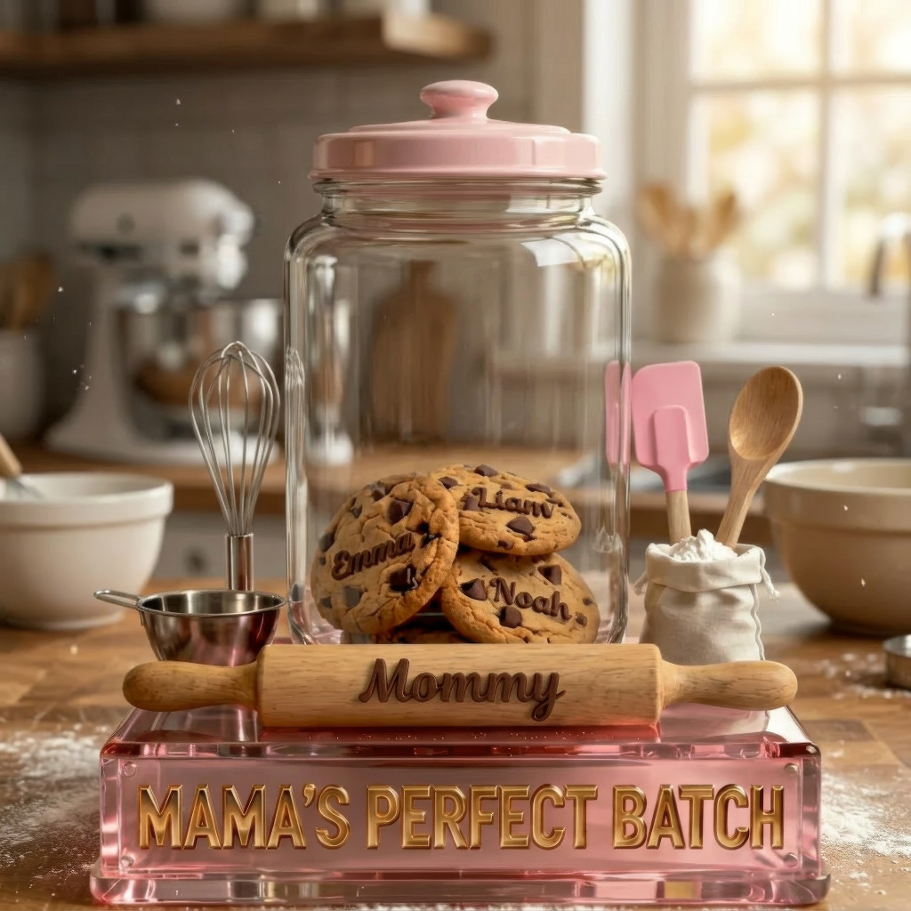 Custom Baking Mom Plaque – Personalized Mama Perfect Batch Kitchen Gift – Custom Name Cookie Family Sign