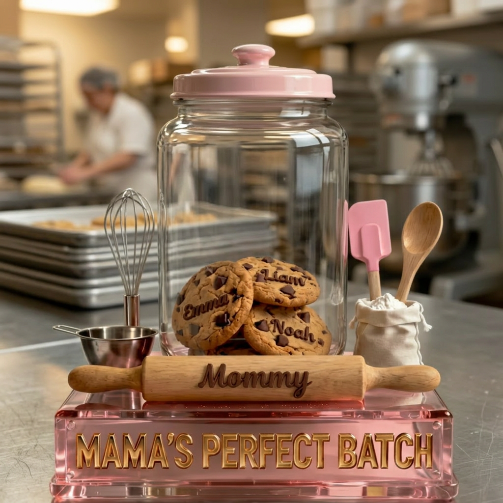 Custom Baking Mom Plaque – Personalized Mama Perfect Batch Kitchen Gift – Custom Name Cookie Family Sign