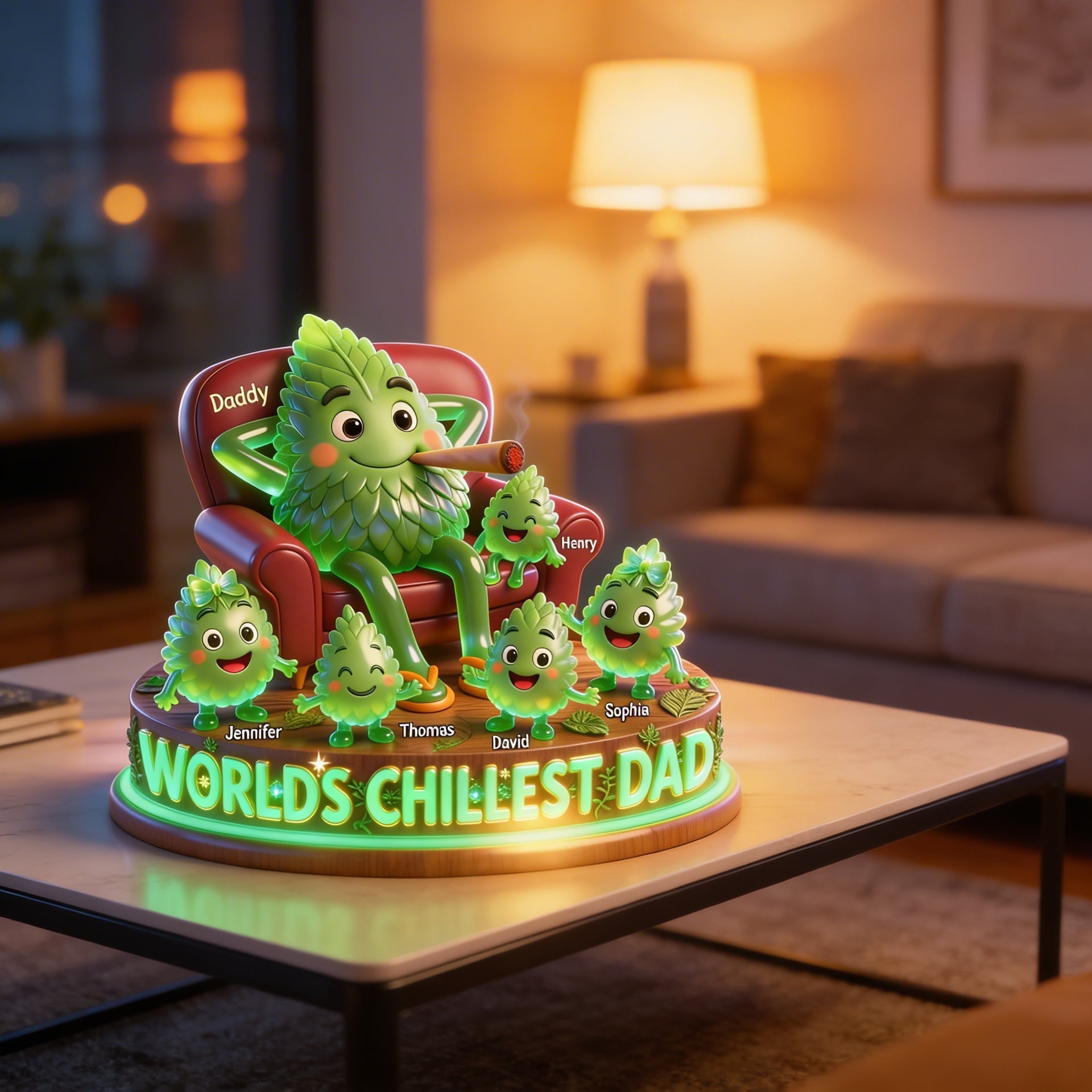 World’s Chillest Dad, Mom Plaque – Personalized Funny Dad Gift – Custom Family Name Decor
