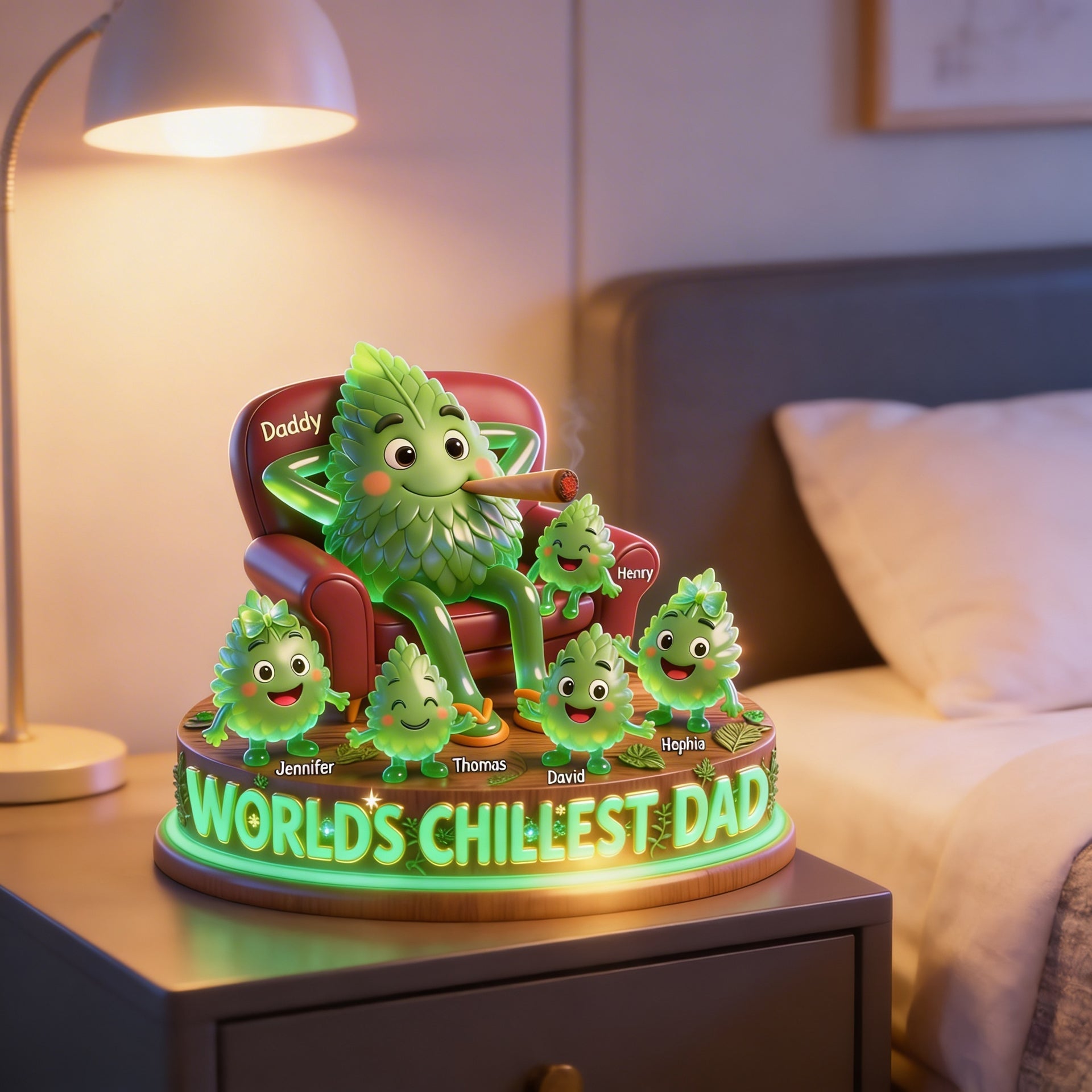 World’s Chillest Dad, Mom Plaque – Personalized Funny Dad Gift – Custom Family Name Decor