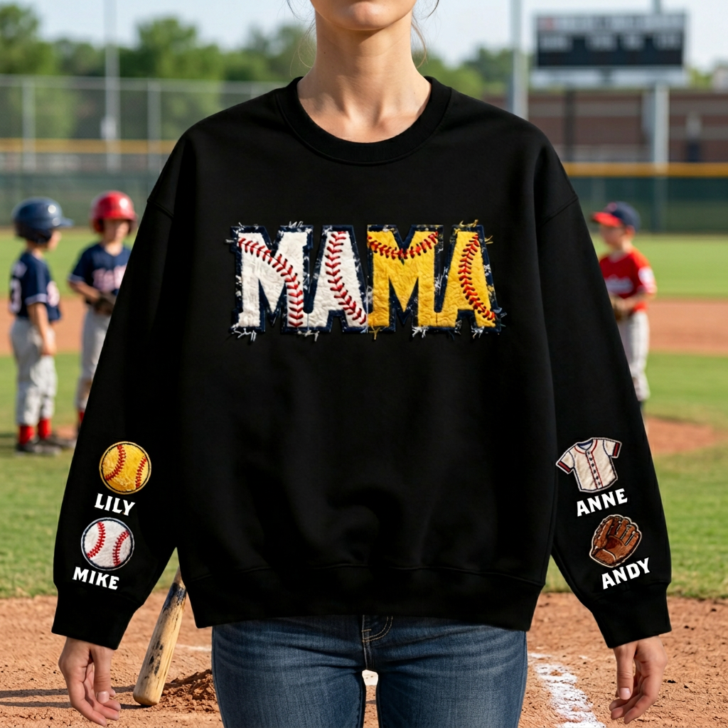 Softball Mama Sweatshirt, Hoodie – Personalized Softball Mom Shirt – Custom Kids Names
