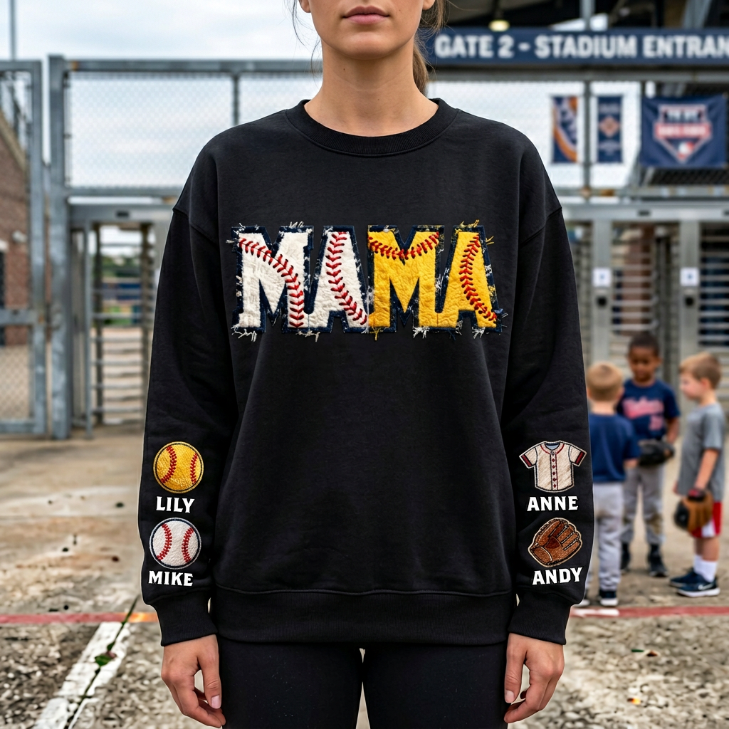 Softball Mama Sweatshirt, Hoodie – Personalized Softball Mom Shirt – Custom Kids Names