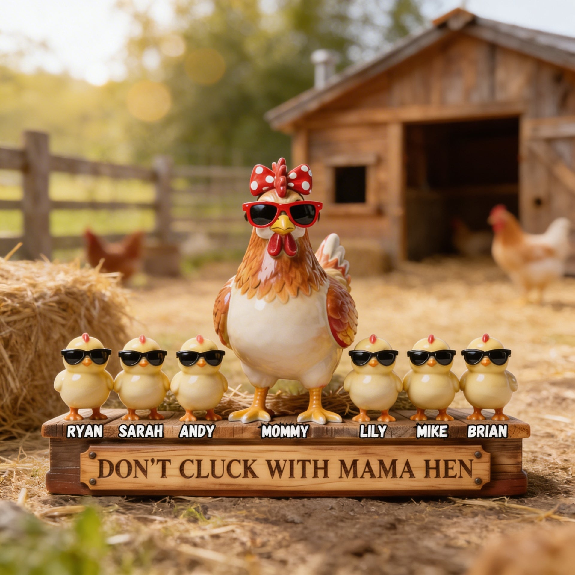 Mama Hen Personalized Plaque – Funny Mom Gift – Custom Kids Names Decor