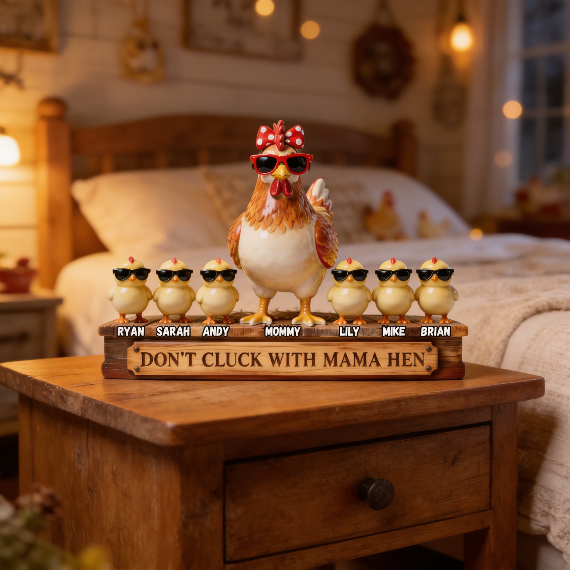 Mama Hen Personalized Plaque – Funny Mom Gift – Custom Kids Names Decor