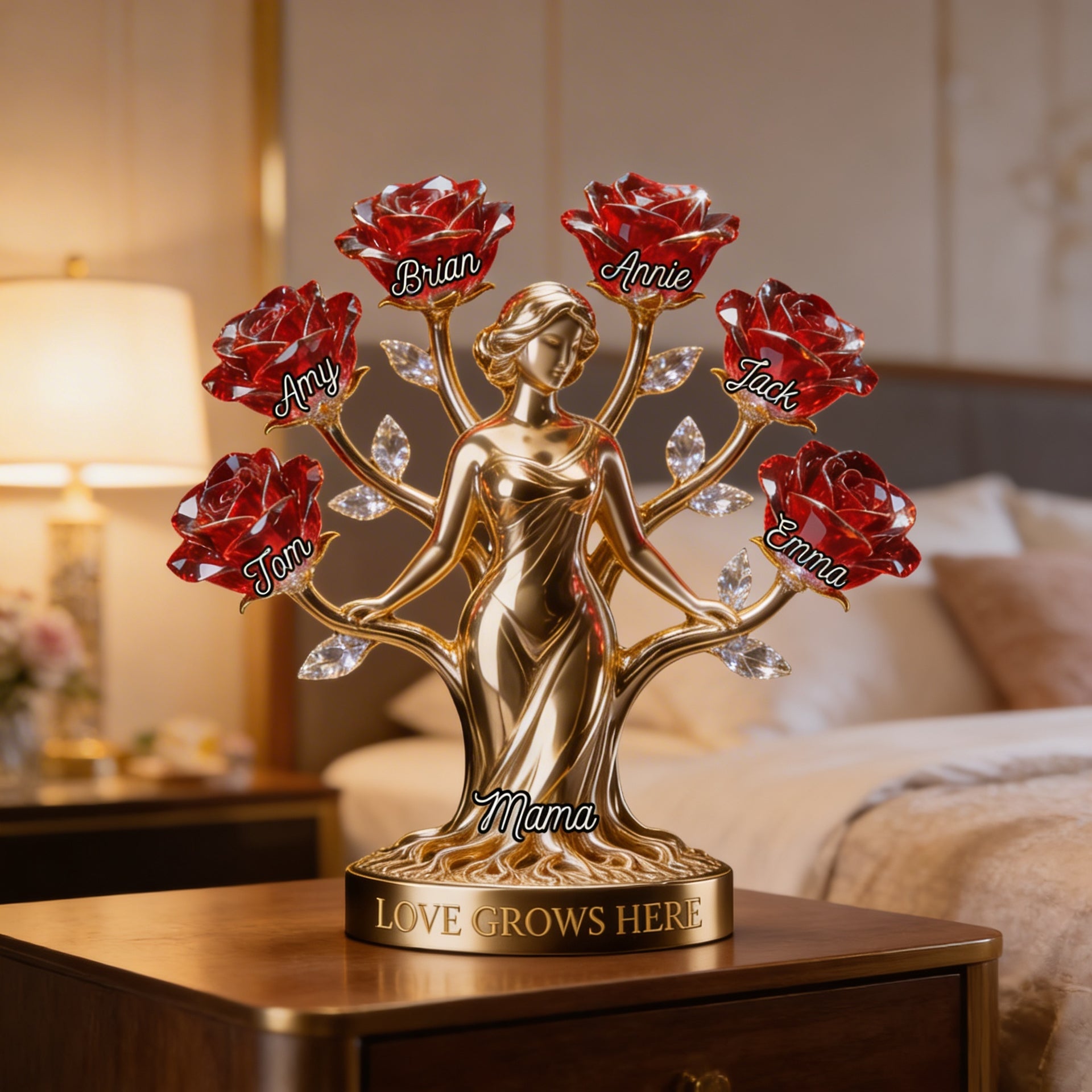 Personalized Mom Rose Tree Plaque – Custom Family Names Gift for Mom