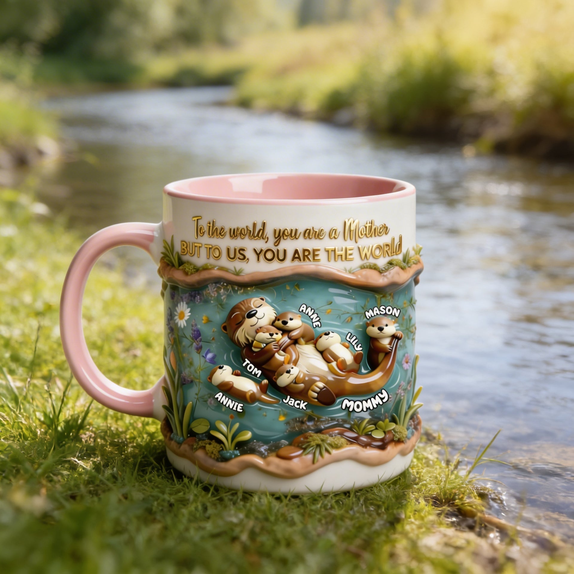 Mom Otter Mug – Personalized Kids Names Mother Gift