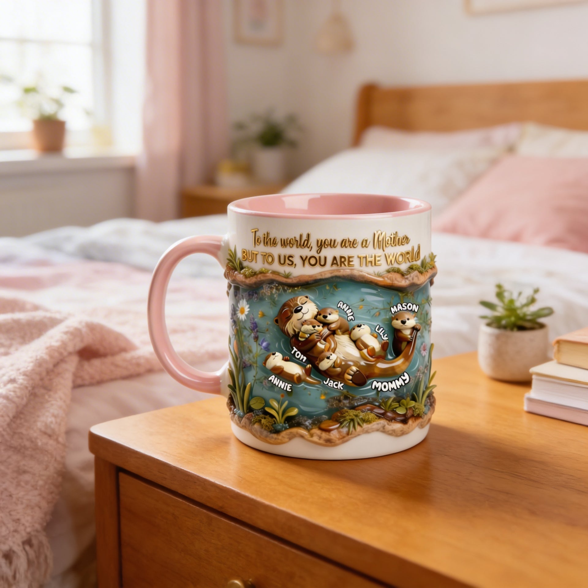 Mom Otter Mug – Personalized Kids Names Mother Gift