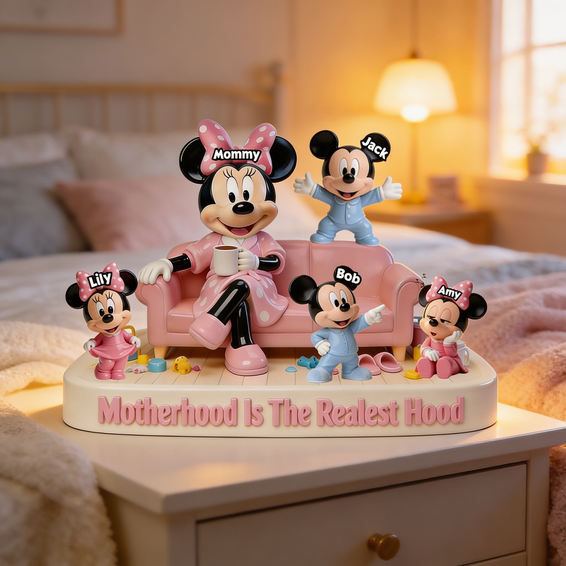 Personalized Mom Plaque – Custom Mom Gift from Kids, Motherhood Is The Realest Hood Sign, Mother’s Day Gift for Mom, Family Keepsake