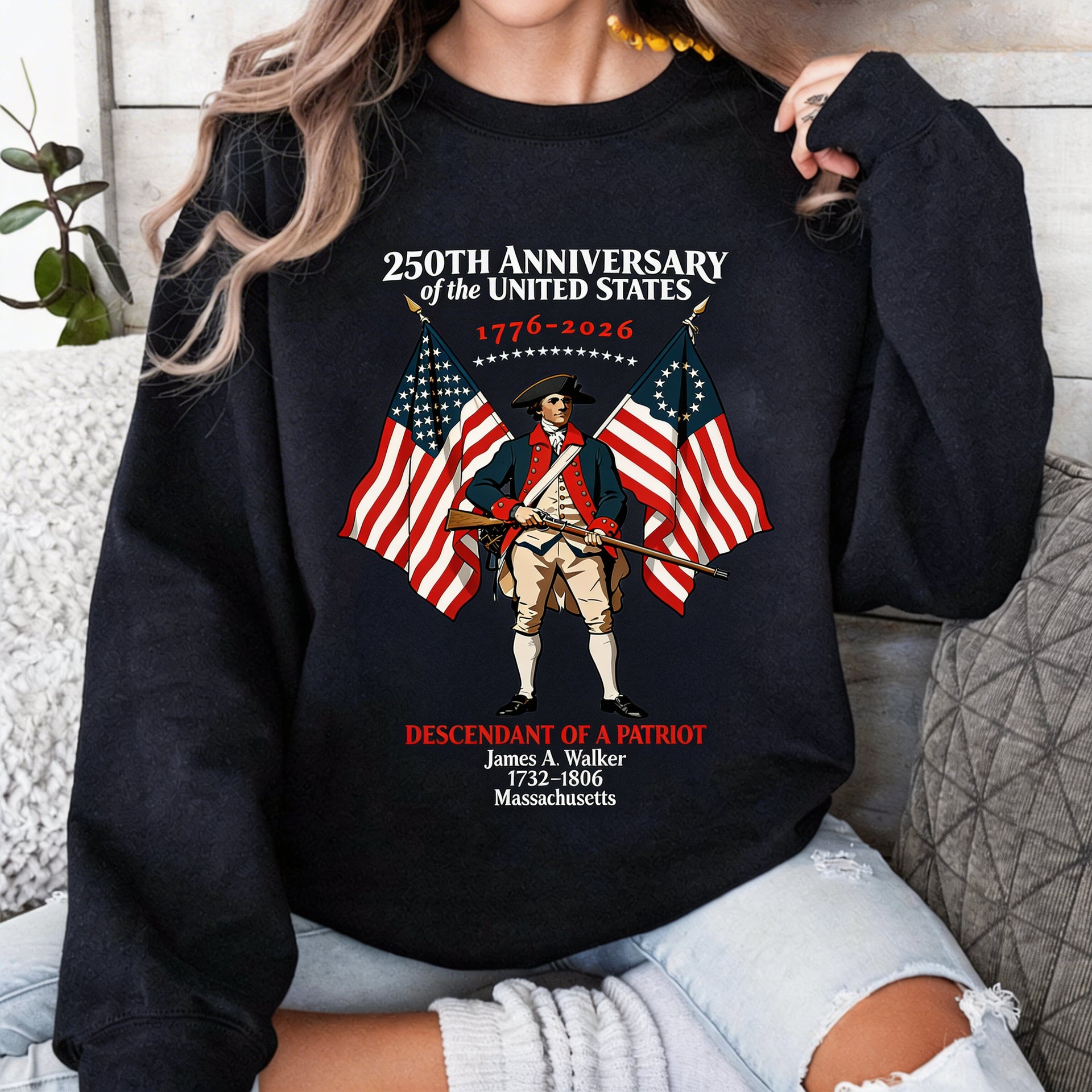 250th Anniversary USA Shirt, Descendant of a Patriot Shirt, 1776–2026 Hoodie, Patriotic Sweatshirt, 4th of July Gift, Custom Name Tee