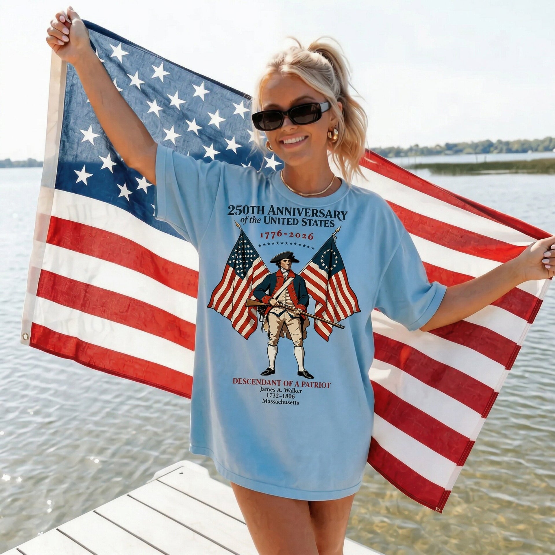 250th Anniversary USA Shirt, Descendant of a Patriot Shirt, 1776–2026 Hoodie, Patriotic Sweatshirt, 4th of July Gift, Custom Name Tee