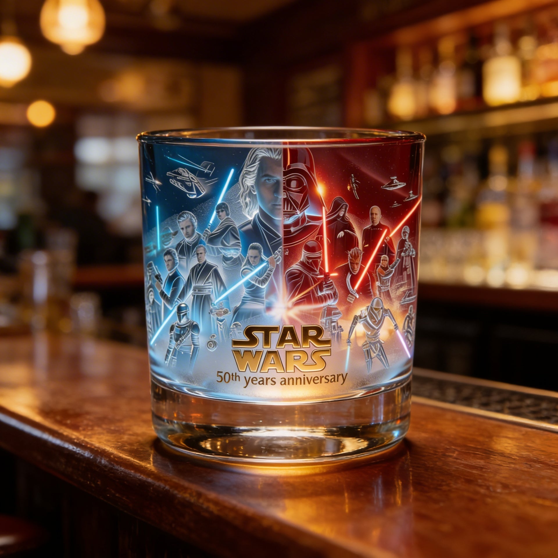 Sci-Fi Light vs Dark Whiskey Glass – Dual Color Galaxy Design Tumbler Gift for Fans